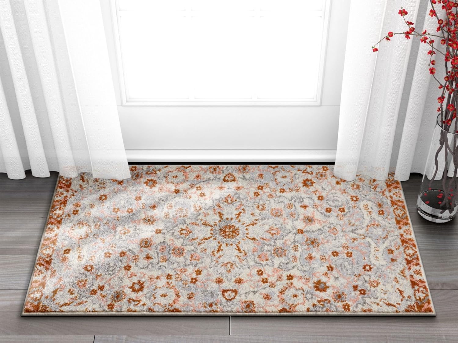 Well Woven Celestial Boho Medallion – Alfombra de área de 2 x 4 pies (2 pies 3 pulgadas x 3 pies 11 pulgadas), color rosa polvoriental, marfil,