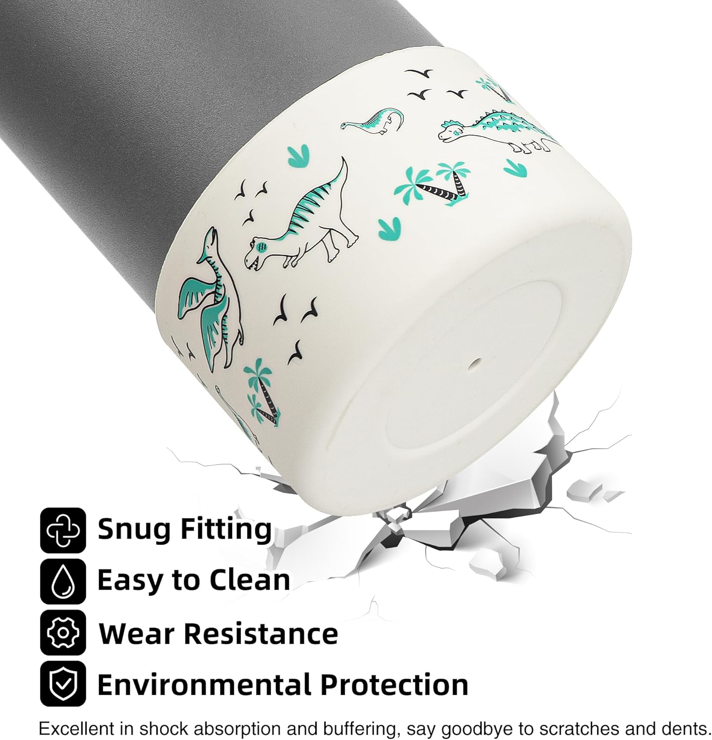 Funda protectora de silicona compatible con botella de agua Hydro Flask (dinosaurio)