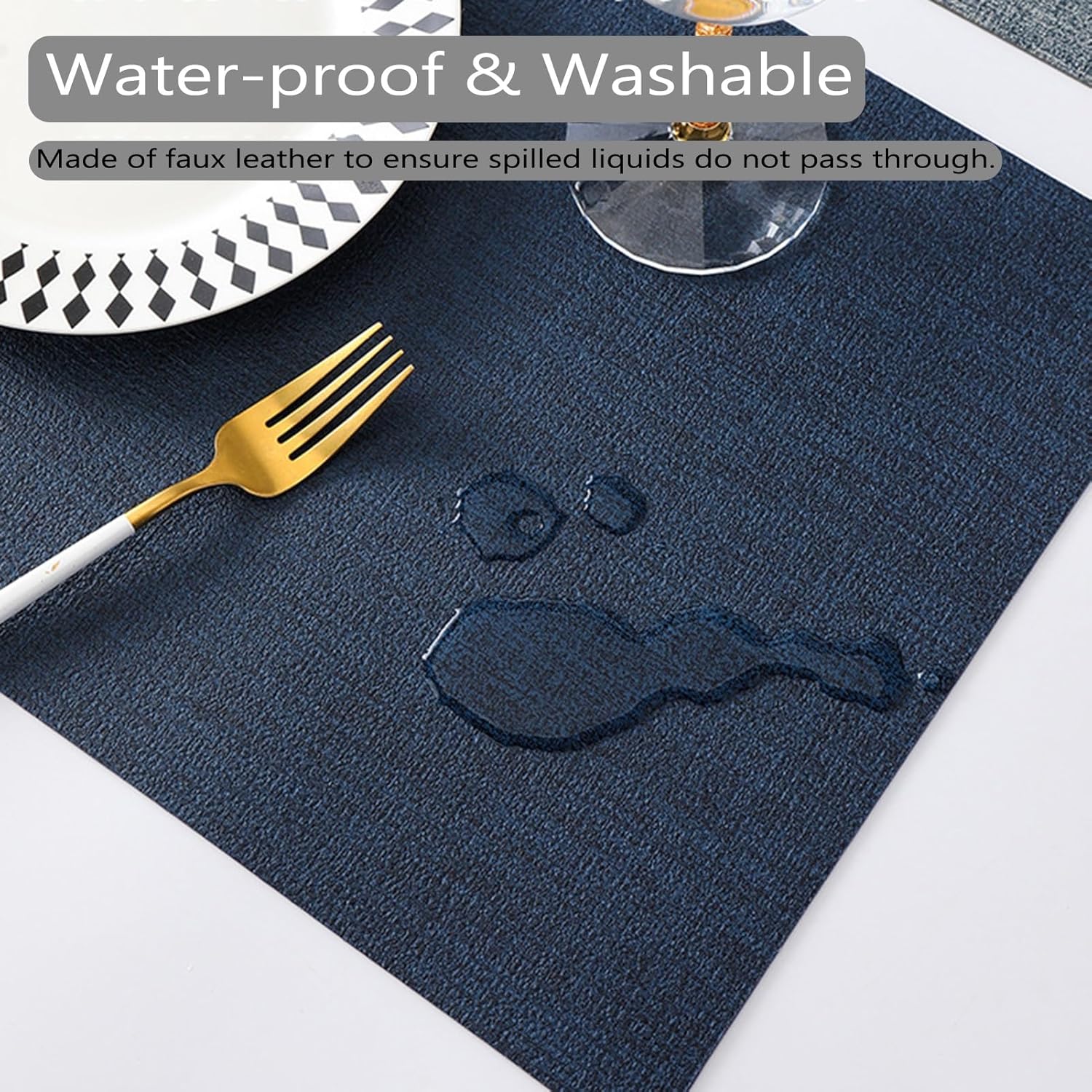 Juego de manteles individuales 468 para mesa de comedor, lavables, resistentes al calor, antideslizantes, de poliuretano (color beige, tamaño