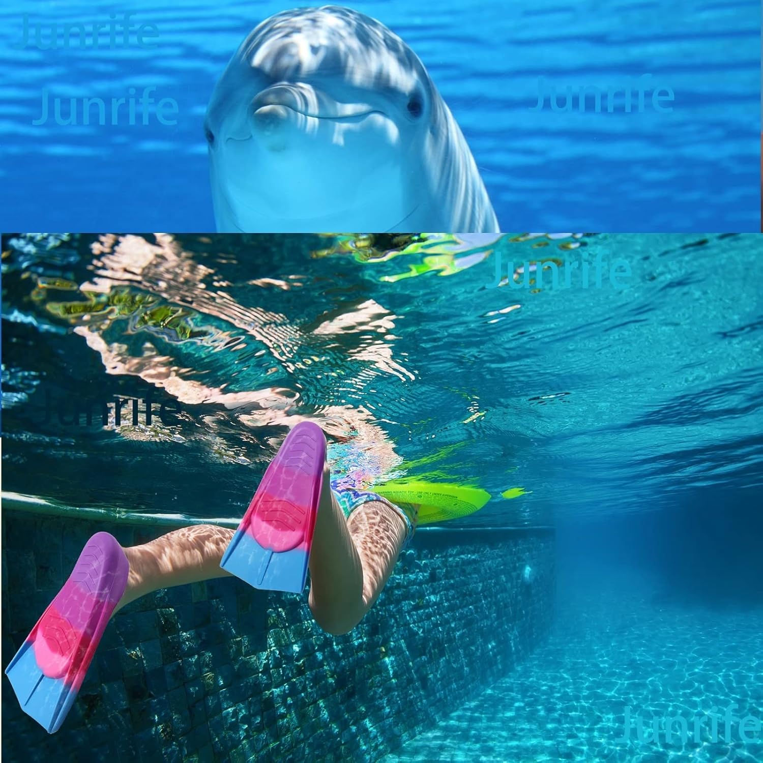 Junrife Aletas de natación para niños, aletas para natación, aletas de entrenamiento de natación para esnórquel o natación de regazo, para niños y