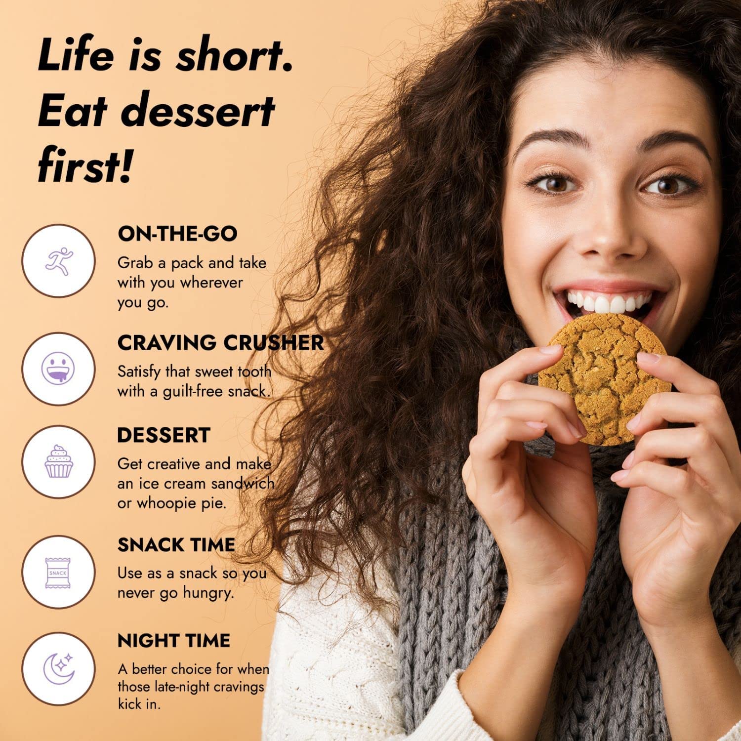 321glo – Galletas de colágeno  Galletas horneadas suaves, altas en proteínas, bajas en carbohidratos, bajas en azúcar  Snack keto para mujeres,