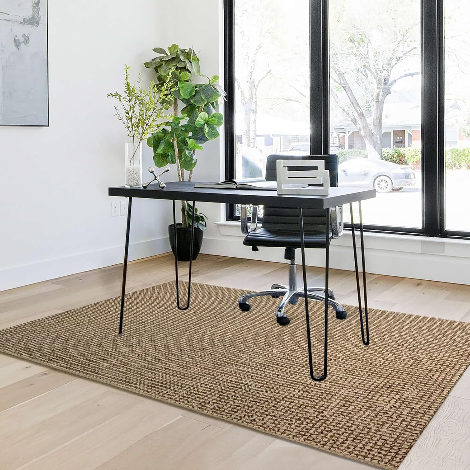 KOZYFLY Alfombras bohemias lavables de 4 x 6 pies para dormitorio, con parte trasera de goma natural, alfombras trenzadas de algodón para el suelo,