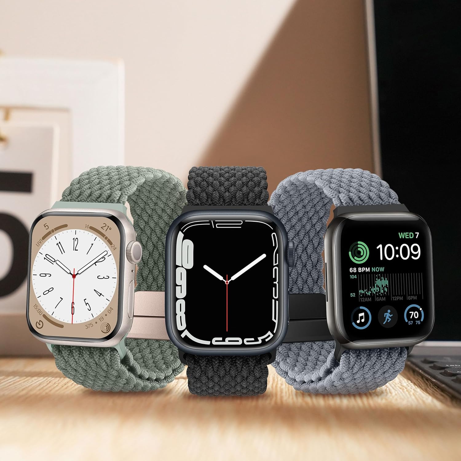 HITZEE Compatible con Apple Watch Band de 1.92, 1.77, 1.73, 1.65, 1.61, 1.57 y 1.49 pulgadas, bandas elásticas trenzadas con cierre magnético