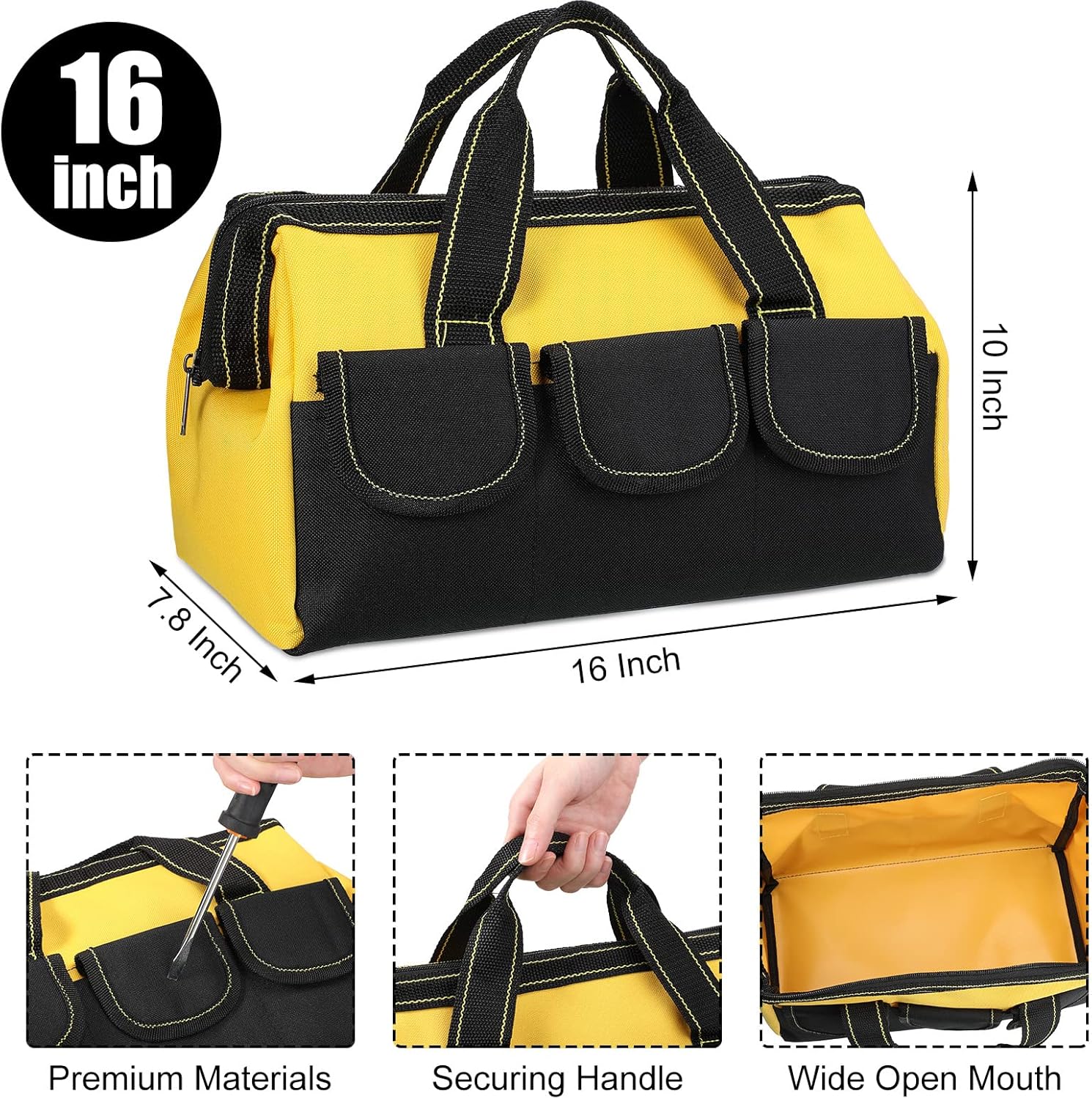 Silkfly 6 bolsas de herramientas para hombres y mujeres, bolsa de herramientas resistente con parte inferior dura impermeable, múltiples bolsillos,