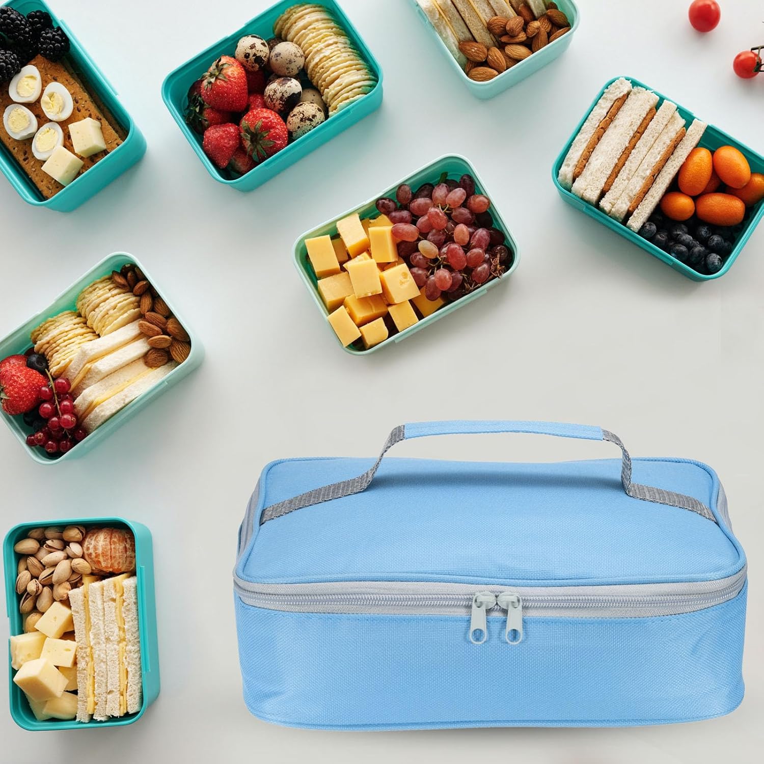 PATIKIL Lonchera térmica de 12.2 x 9.6 x 2.8 pulgadas, lonchera impermeable con asa, bolsa de almuerzo portátil para almacenamiento de alimentos
