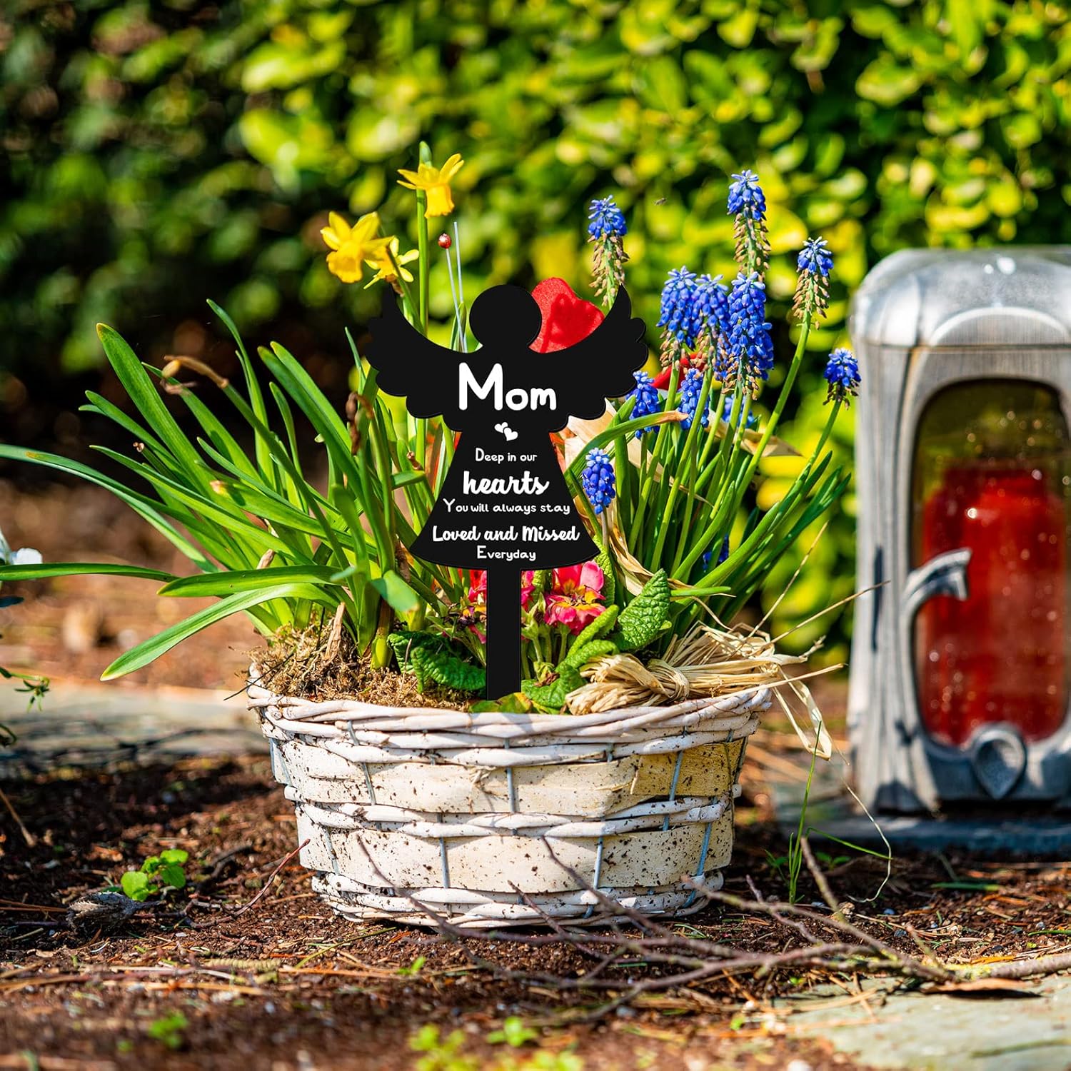 Roowest Marcador de placa conmemorativa para el Día de la Madre, decoración de tumba, regalos de recuerdo de condolencias para cementerio al aire