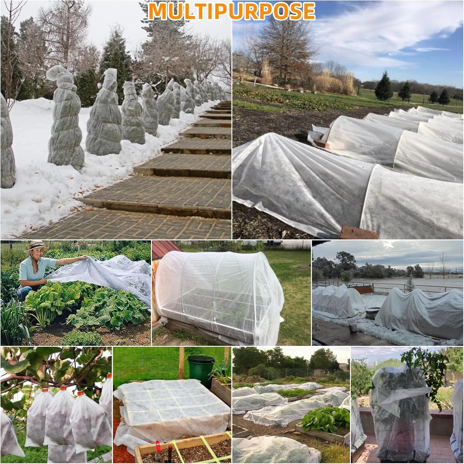 Cubierta de plantas de 10 x 60 pies, protección contra congelación, 1.06 ozyd, cubiertas flotantes de invierno para jardín, cama elevada, manta de