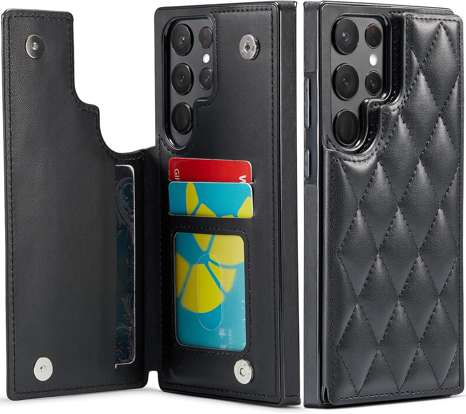 Funda para Galaxy S23 Ultra, funda de piel tipo cartera de lujo con tapa y bloqueo RFID, ranuras para tarjetas y soporte para niñas y mujeres, funda