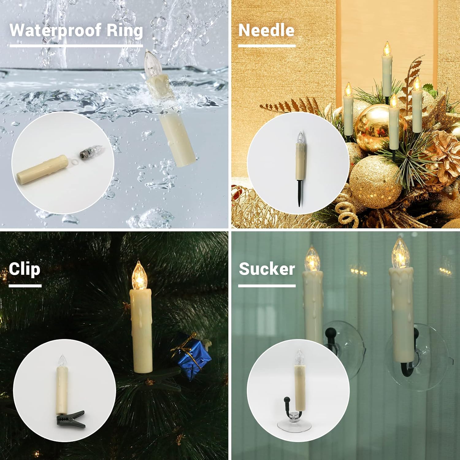 Velas de Navidad para ventana con control remoto, accesorios