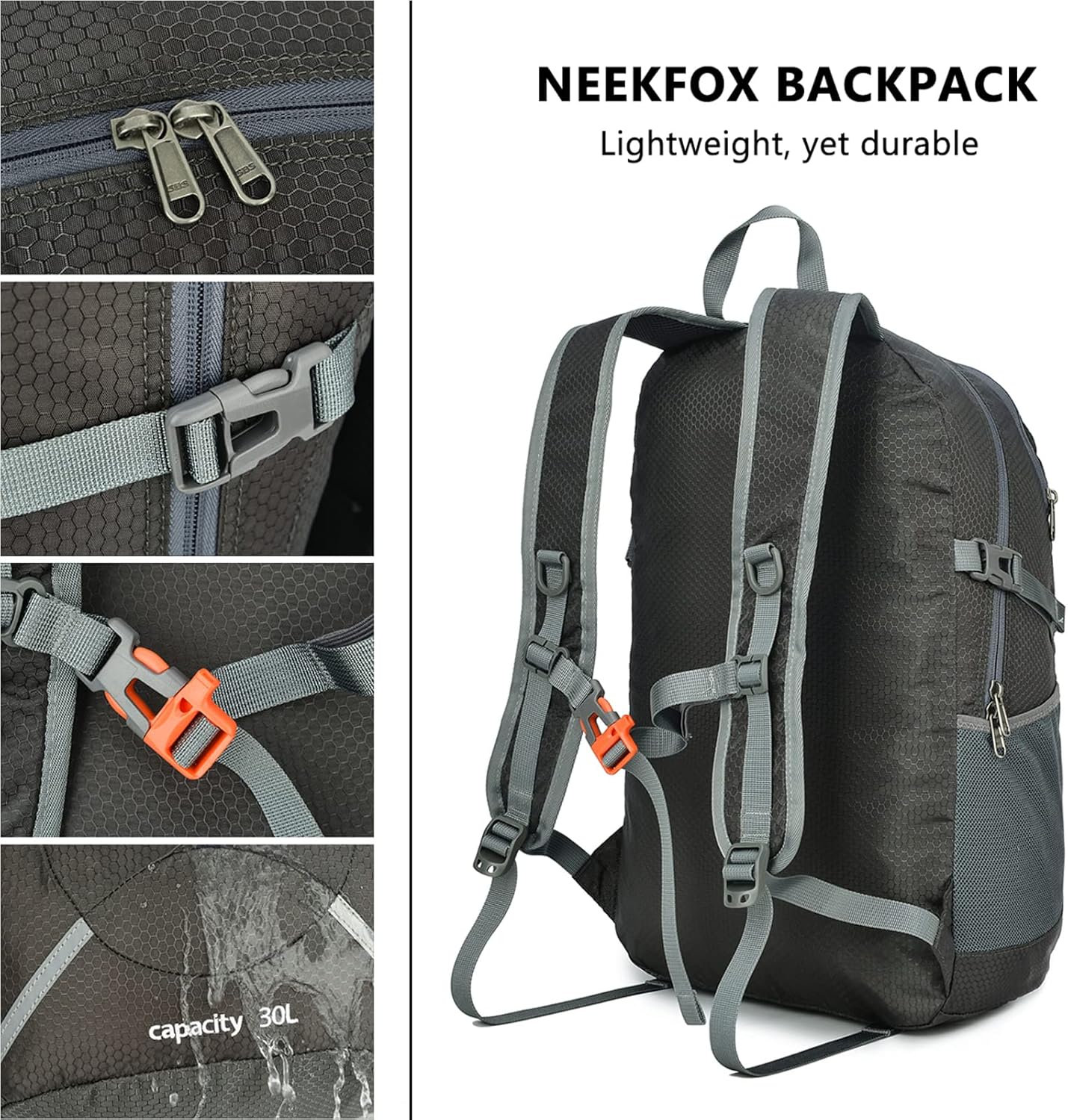 NEEKFOX 30L Hiking Backpack Foldable Lightweight Packable Sports Travel Day