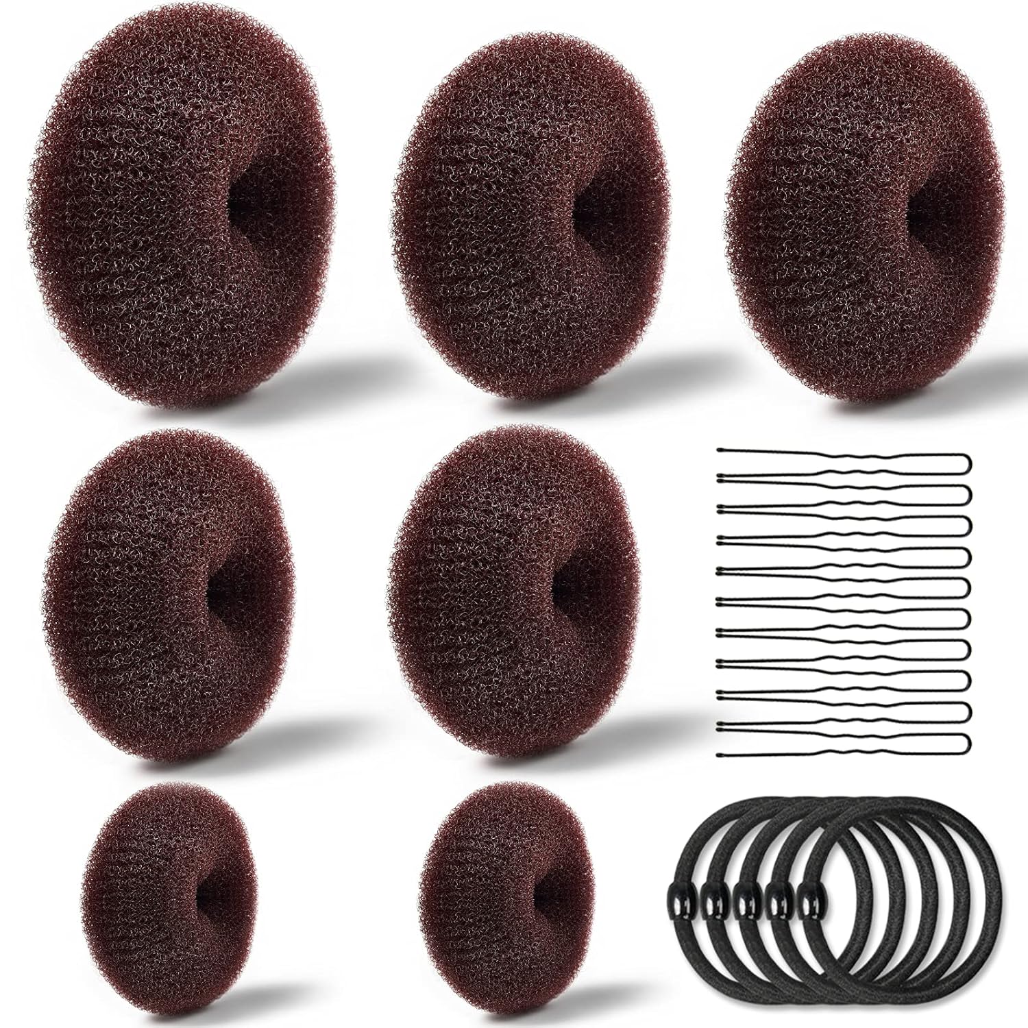 TsMADDTs Máquina para hacer moños para el cabello, juego de moños largos con 7 piezas para hacer moños para el cabello, 5 bandas elásticas para el