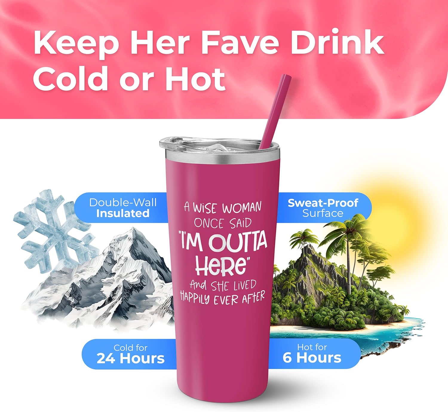 Wise Woman – Vaso aislado de acero inoxidable con tapa y pajilla, divertida taza de viaje para fiestas de jubilación, taza de café para profesores,