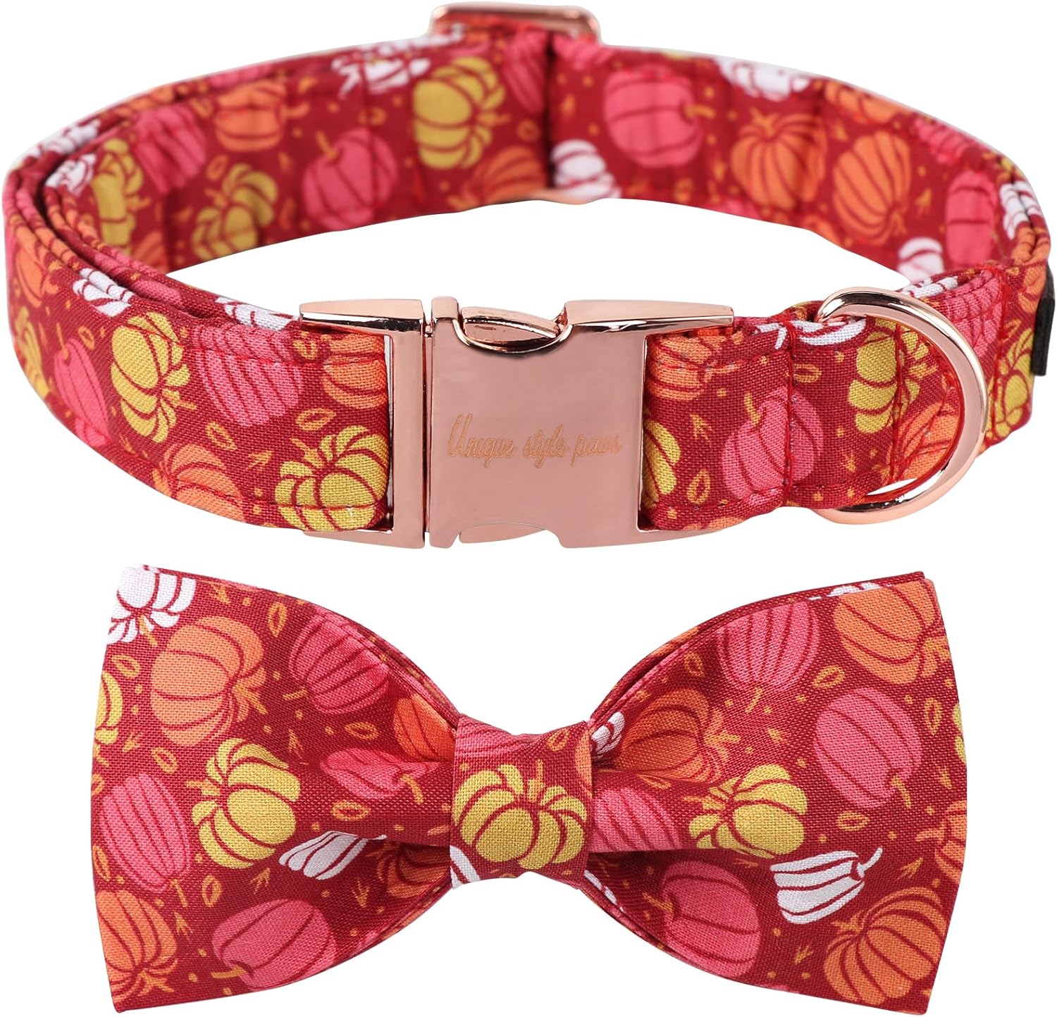 Unique Style Paws Collar de perro de Halloween con lazo de algodón lindo collar de perro con lazo para perros pequeños, medianos y grandes, collar