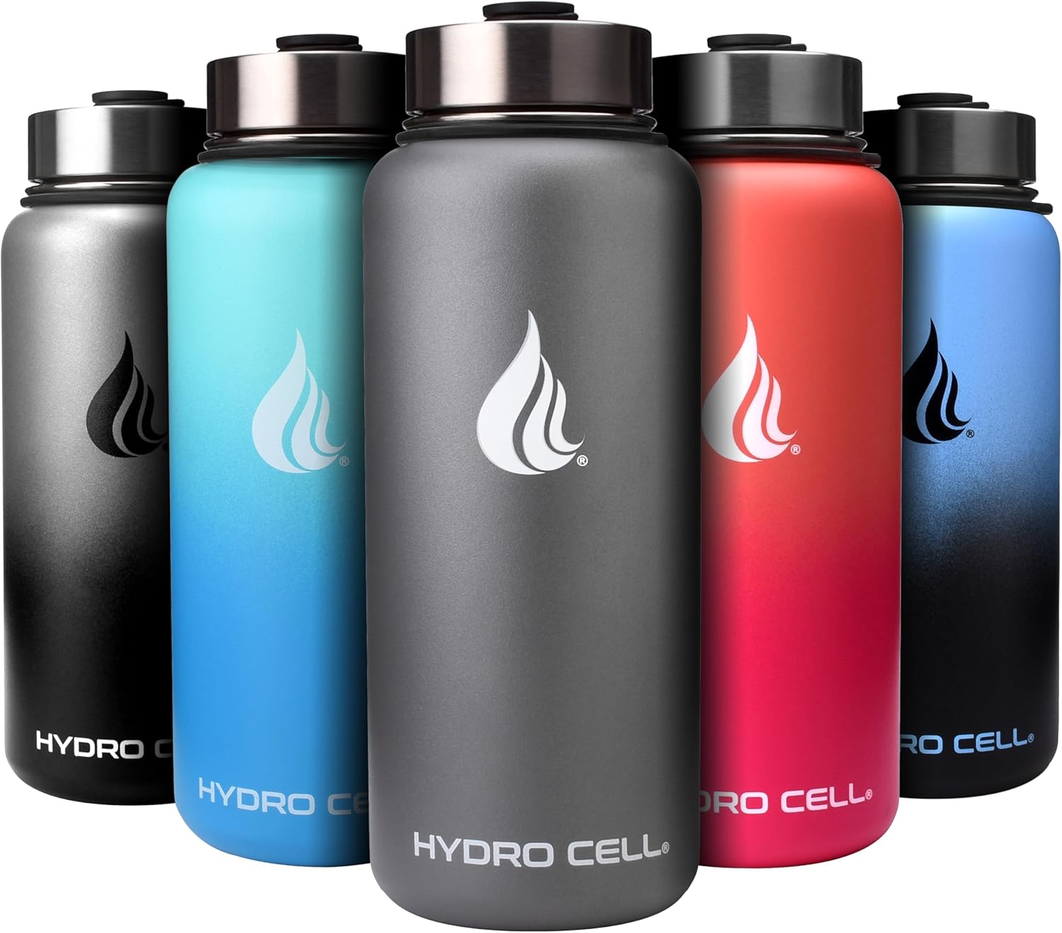 HYDRO CELL – Botella de agua con aislamiento térmico de acero inoxidable con pajilla, para bebidas frías y calientes, termo deportivo con tapón con
