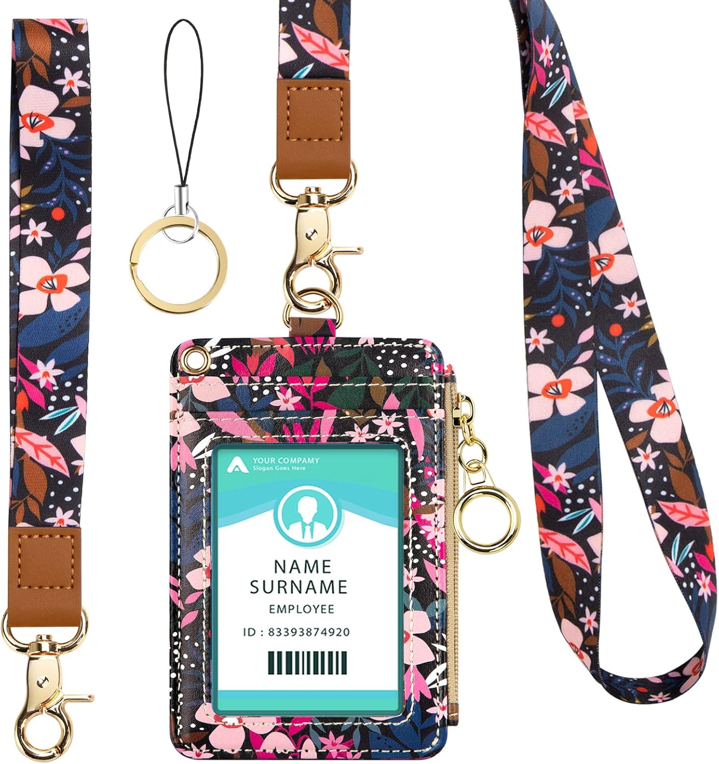 Soporte para tarjetas de identificación con cordón, portatarjetas retráctiles con cordones ajustables para mujeres, niños, profesores, enfermeras,