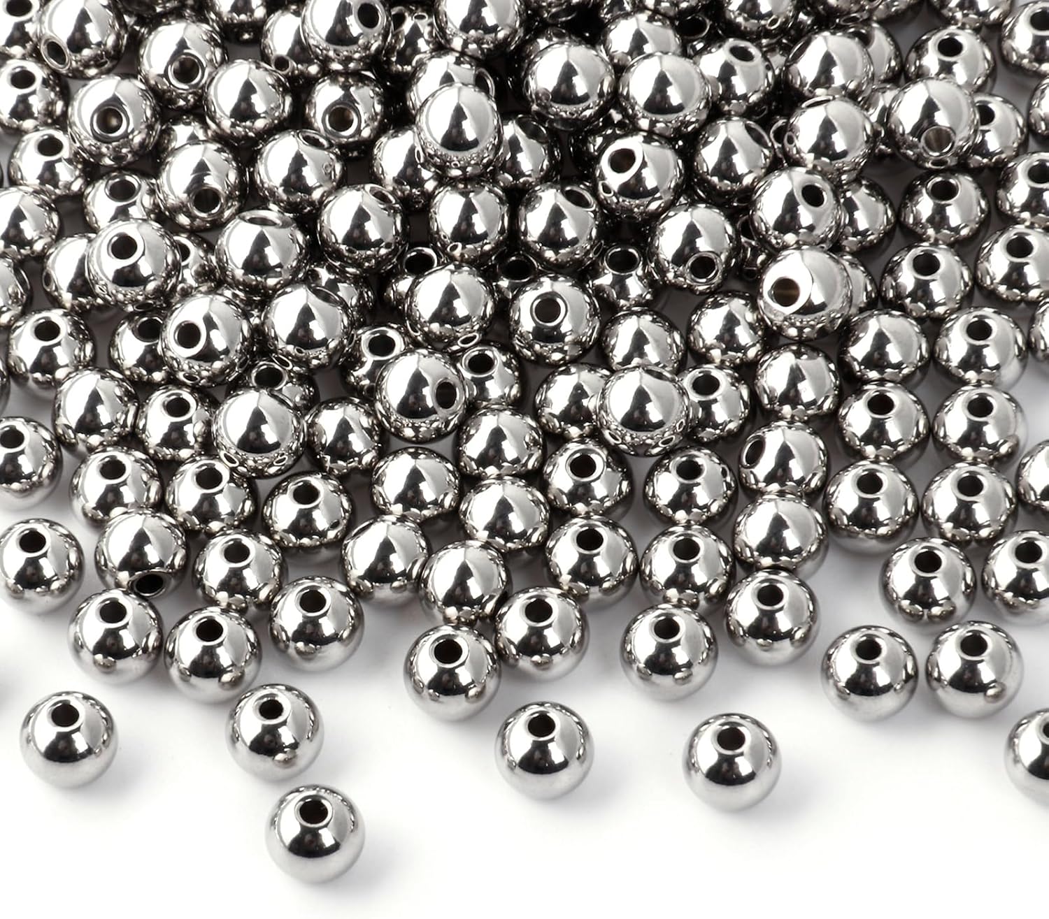 Cuentas de acero inoxidable a granel 0.197 in300PCS Cuentas espaciadoras de metal redondas a granel para fabricación de joyas