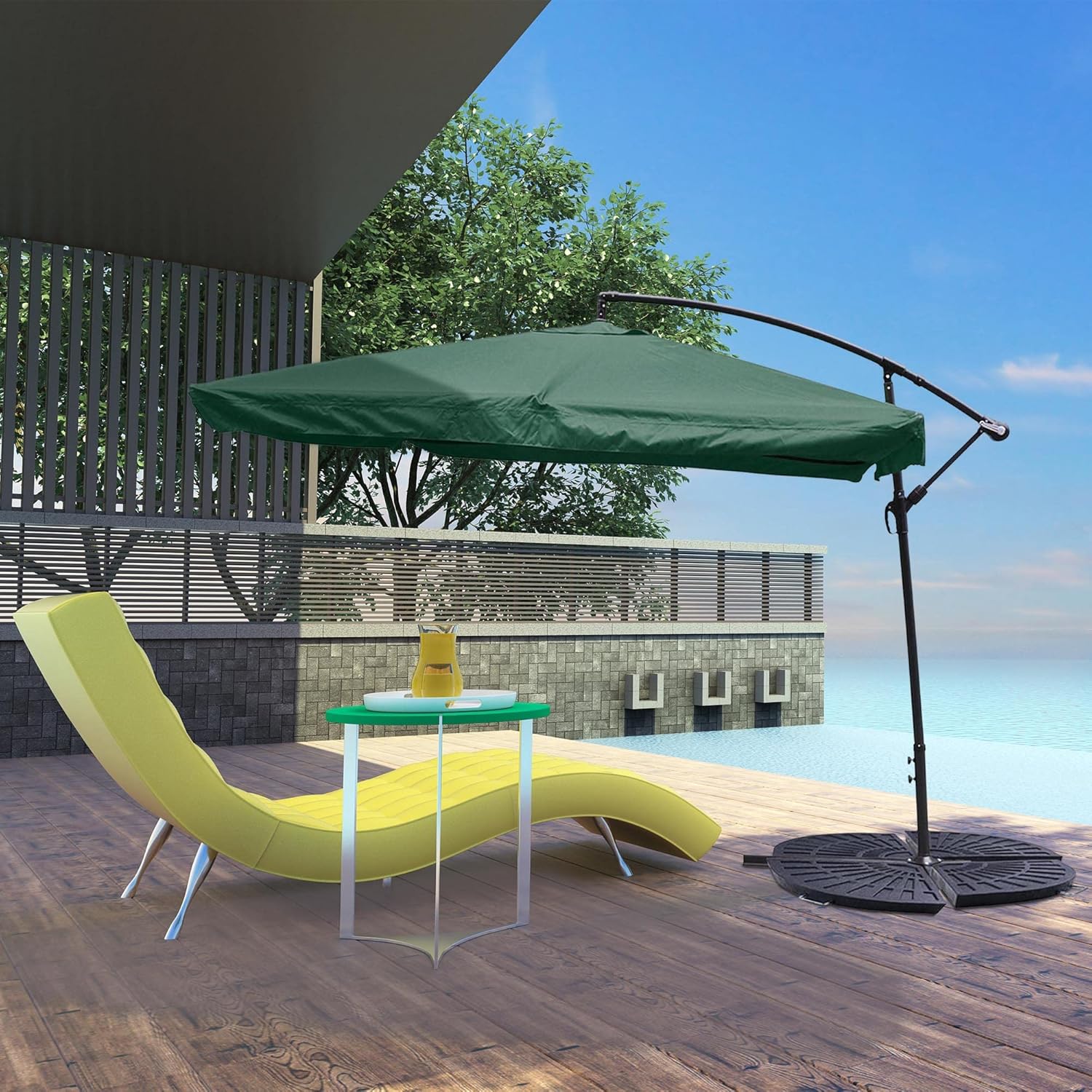 Yescom YES0364 – Soporte de base de resina en forma de abanico de 54 libras, 19 pulgadas, color negro para sombrilla de patio al aire libre (paquete