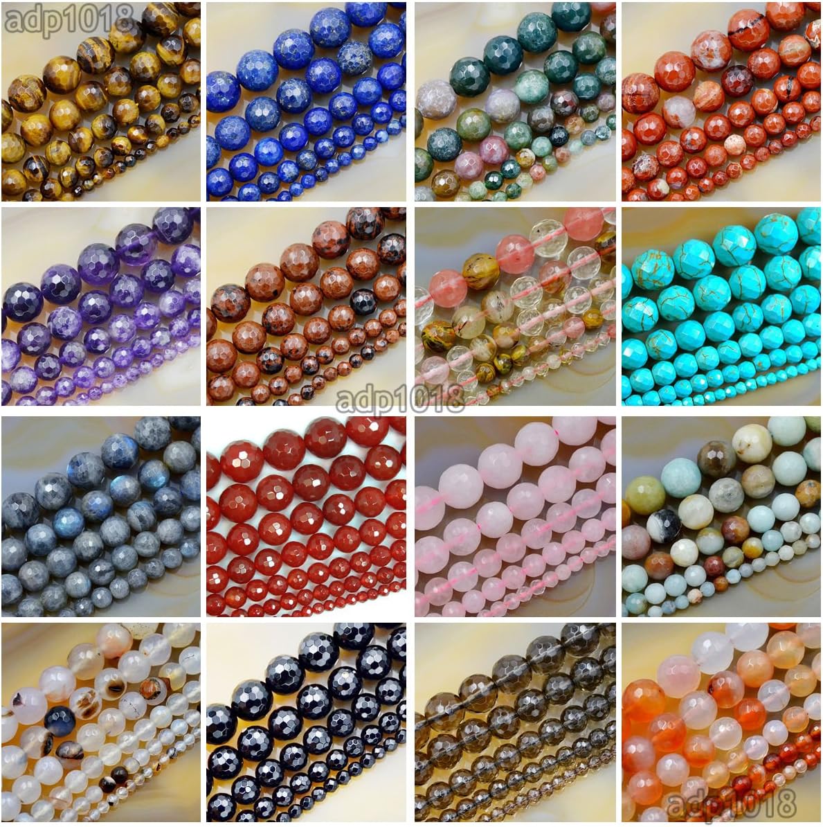 AD Beads – Cuentas de piedras preciosas naturales facetadas redondas espaciadoras sueltas de 0.157in a 0.394in (0.236in, ágata india facetada)