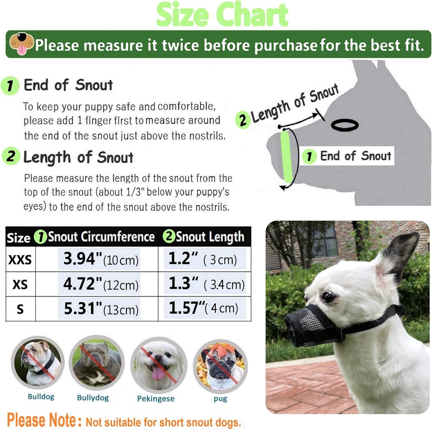 MoiiLavin Bozal para perros XS (paquete de 2) para perros pequeños con hocico largo, ajuste rápido para aseo ajustable, evita que muerdan, ladren y