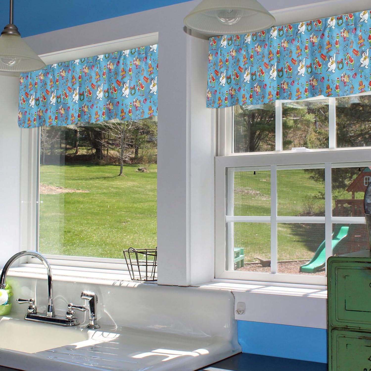 Cenefa navideña de muñeco de nieve y sonrisa para ventana de cocina, sala de estar, cortina de ventana de estilo retro para dormitorio, cenefa de