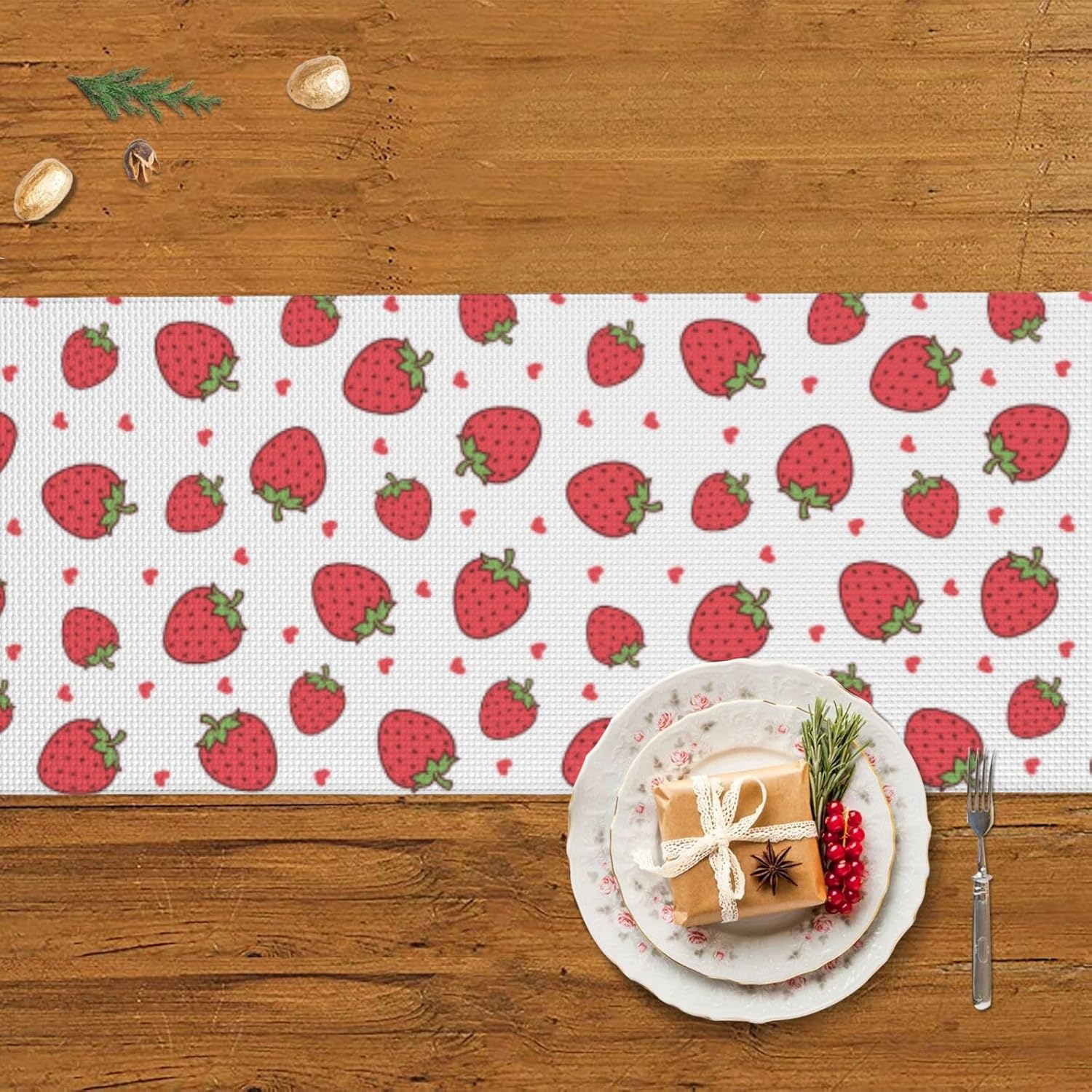 Strawberry Red Fruits Christmas Table Runner Dining Table Decor Christmas Decorations Indoor Home Decor Christmas Table Runners Xmas Navidad