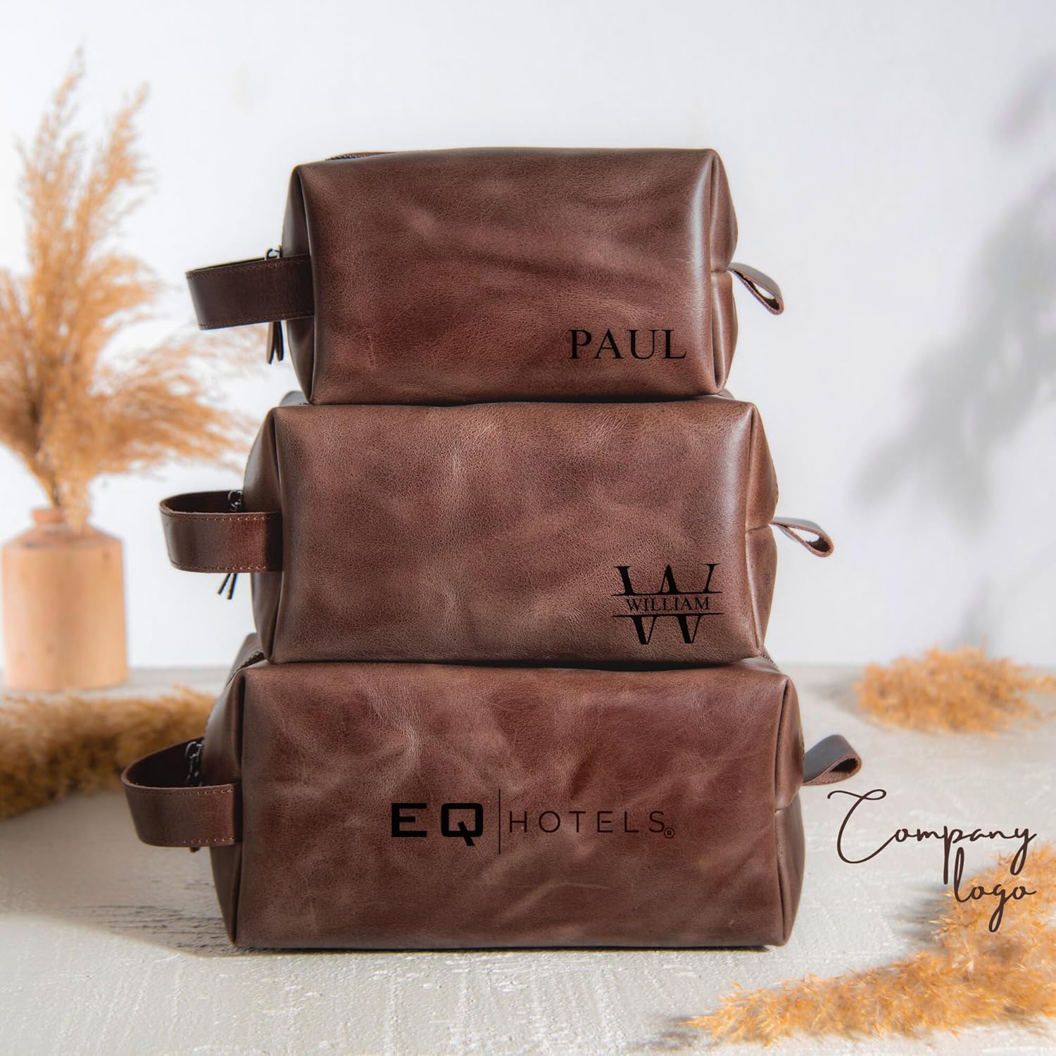 Personalized Leather Toiletry Bag for Men – Genuine Leather Dopp Kit, Perfect Gift for Groomsmen, Fathers Day, Wedding, Anniversary – Handcrafted