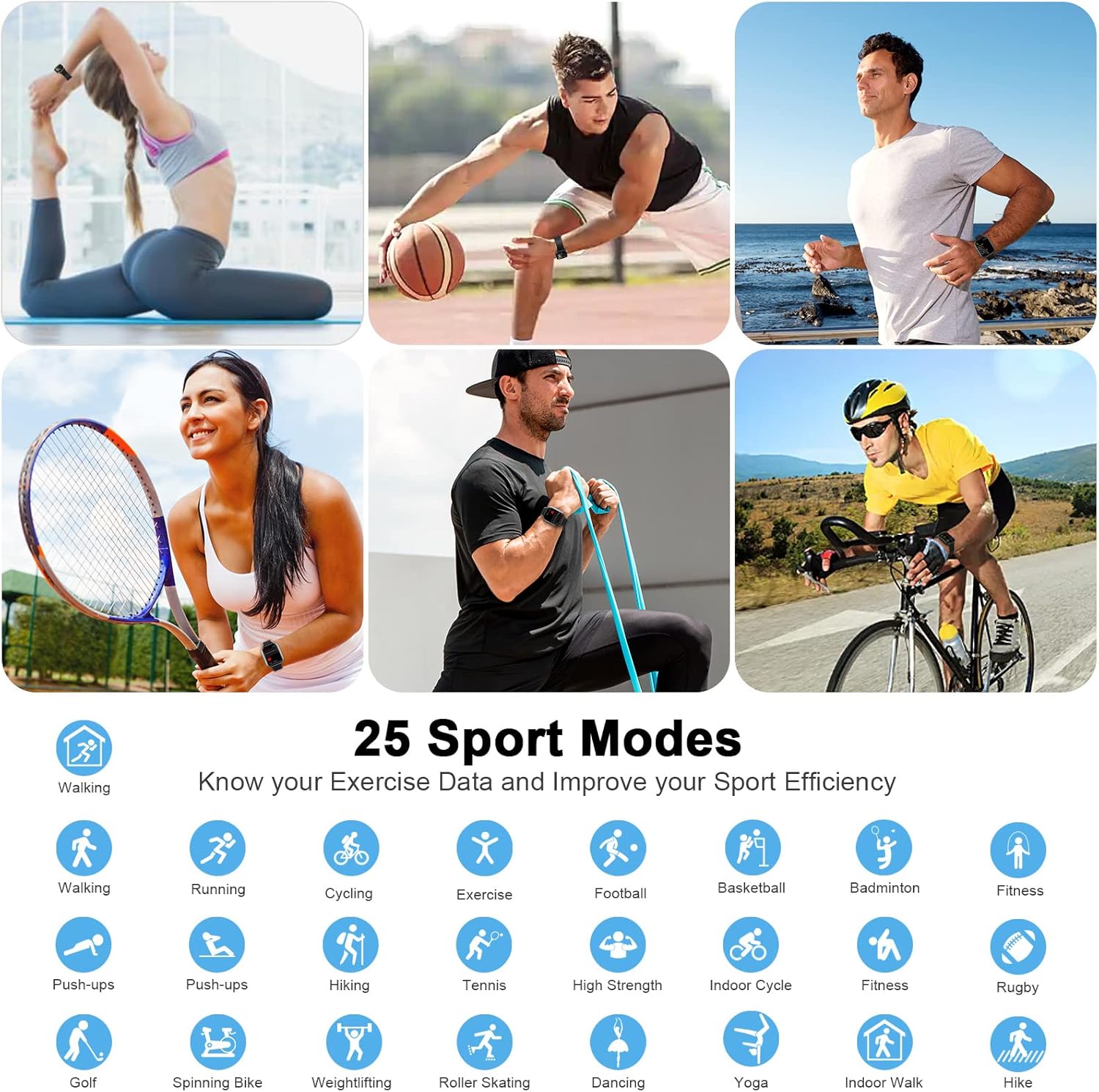 Reloj inteligente, reloj de seguimiento de actividad 2023 para hombres y mujeres, reloj inteligente táctil de 1.69 pulgadas con monitor de