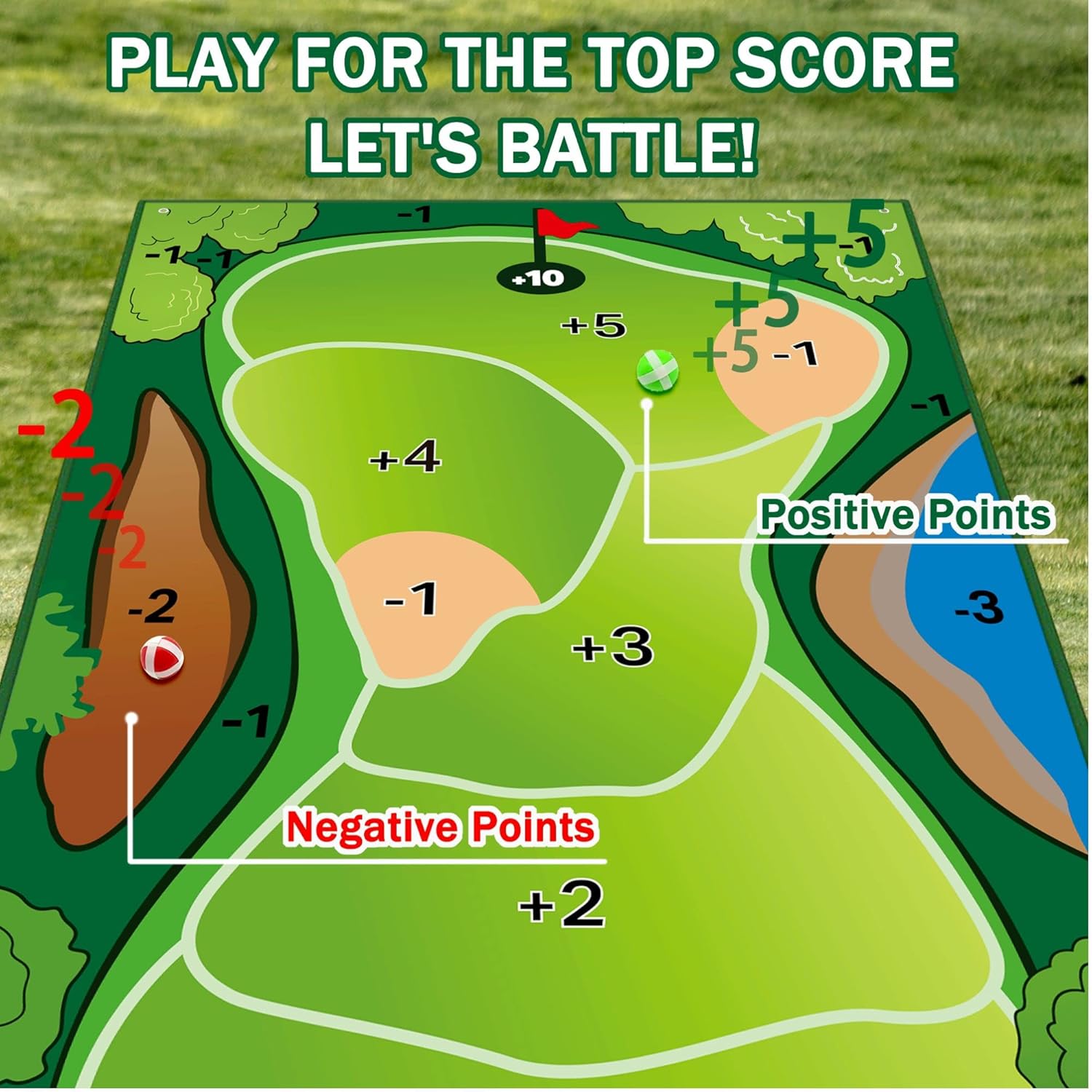 Golf Chipping Game, 6×4 Ft Upgrade Felt Fabric Giant Size Target Chipping Golf Game Mats, Golf Practice Equipment Golf Gifts Games for Indoor