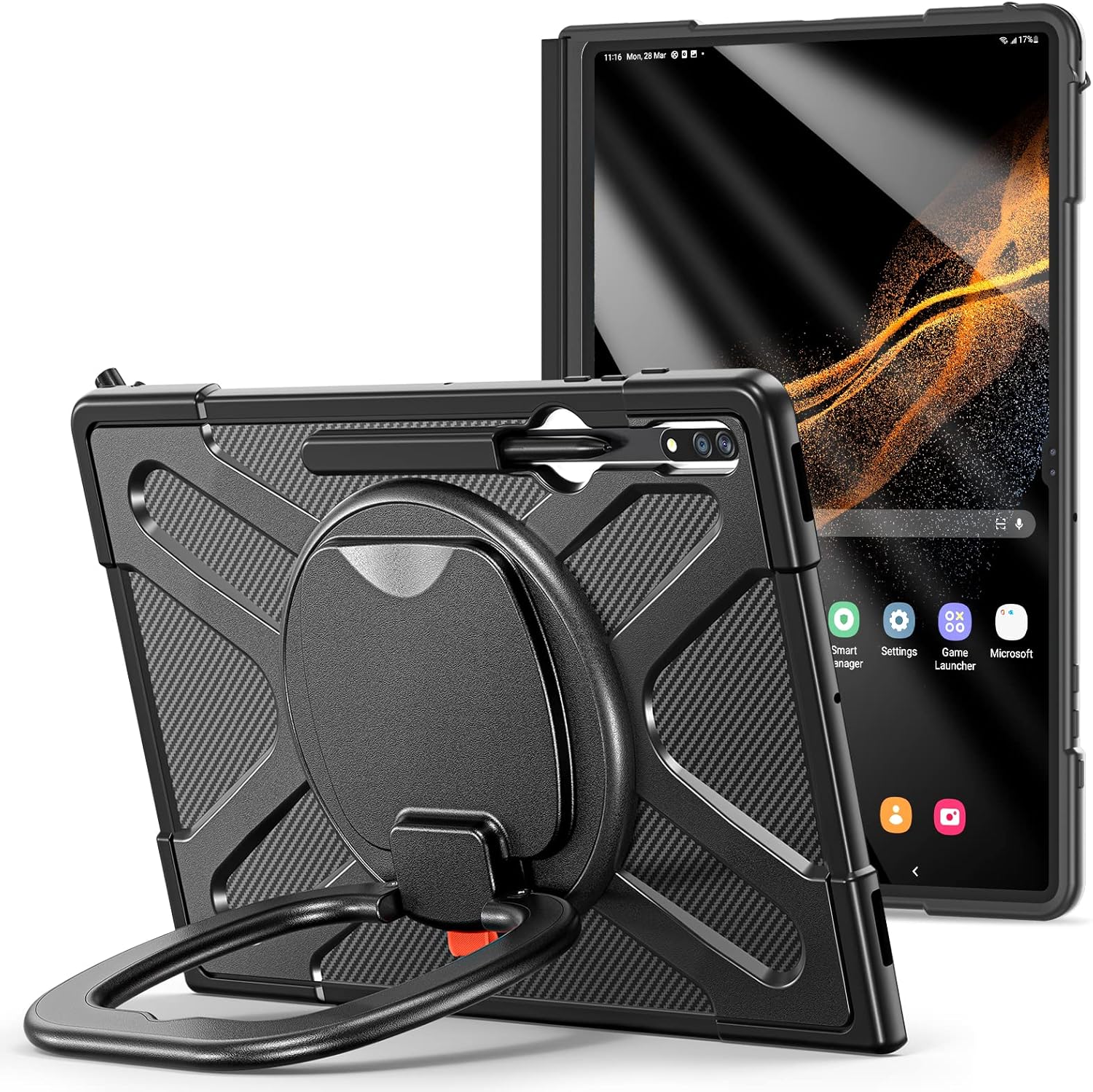 Funda para Galaxy Tab S8 Ultra de 14.6 pulgadas, S8 Ultra Tablet Funda de 14.6 pulgadas, Funda protectora a prueba de golpes con rotación de 360 y