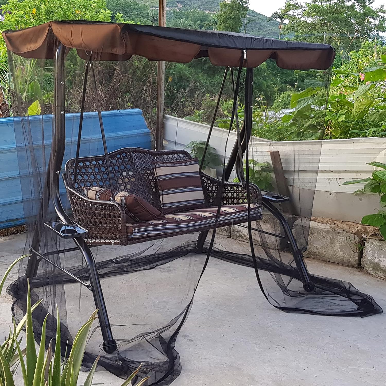 RESOYE Mosquitera para patio y jardín al aire libre, pantalla de malla de poliéster con apertura de cremallera y tienda de campaña de techo, casa de