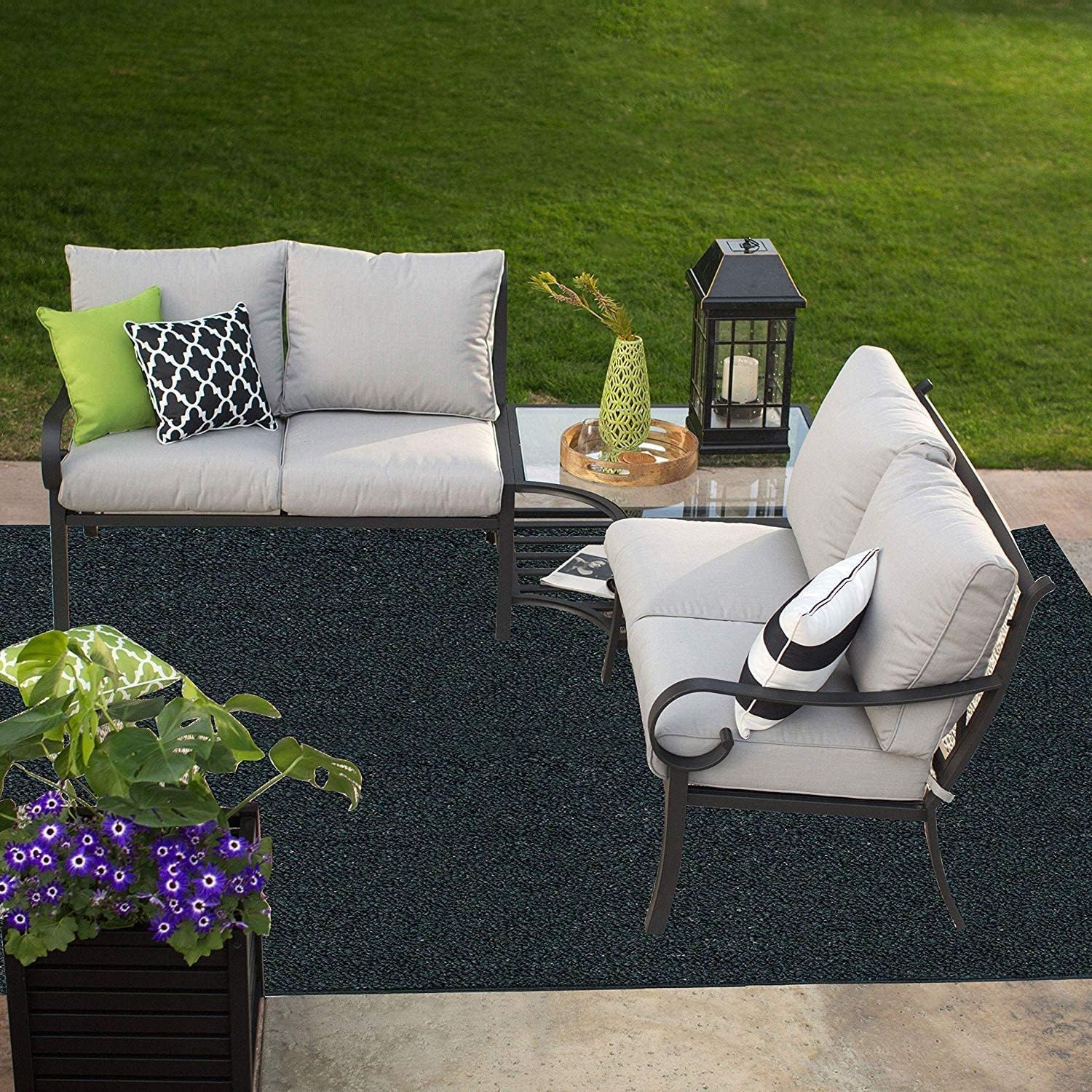 Broadway Collection – Alfombras para interiores y exteriores, aptas para mascotas, color verde oscuro, 2 x 4 pies
