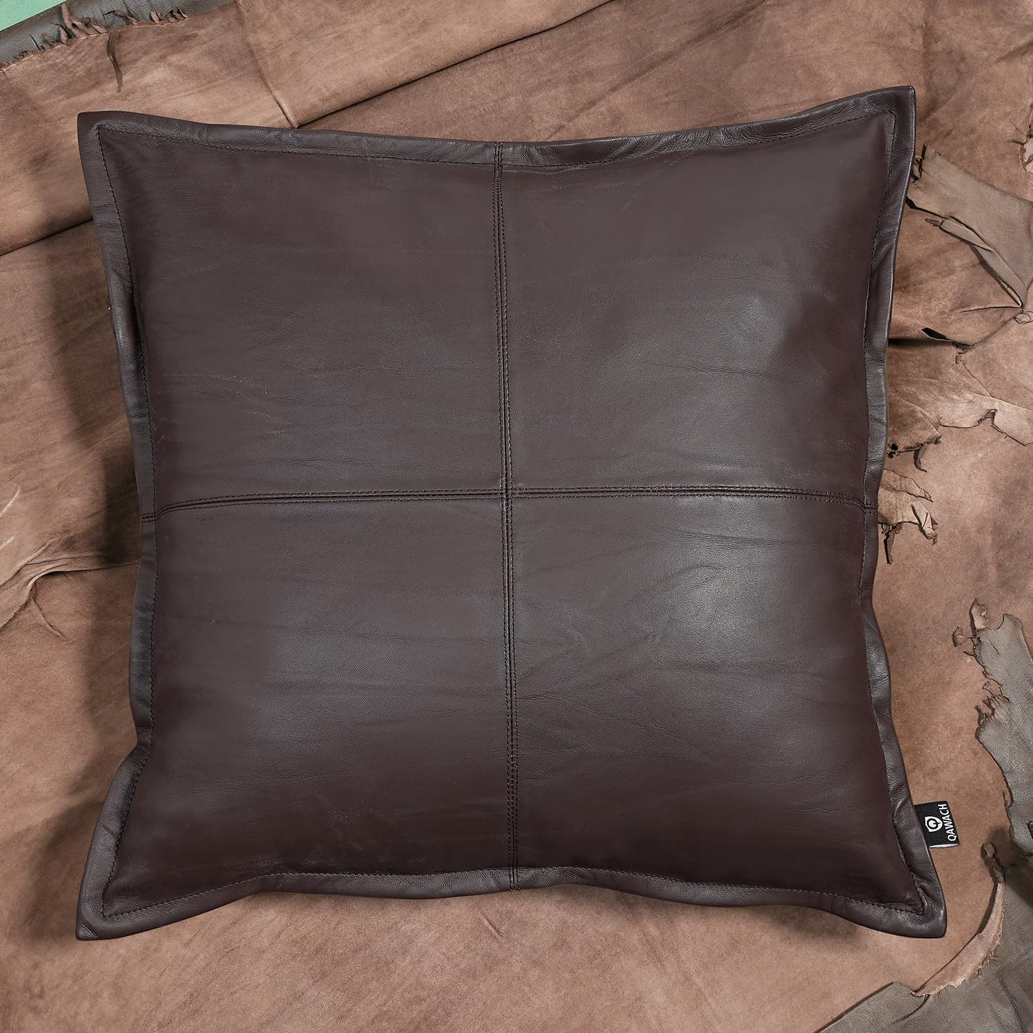 Funda de almohada de piel de cordero  Funda decorativa para cojín de sofá  Fundas para sala de estar y dormitorio, 16 x 16 pulgadas  Rover Brown
