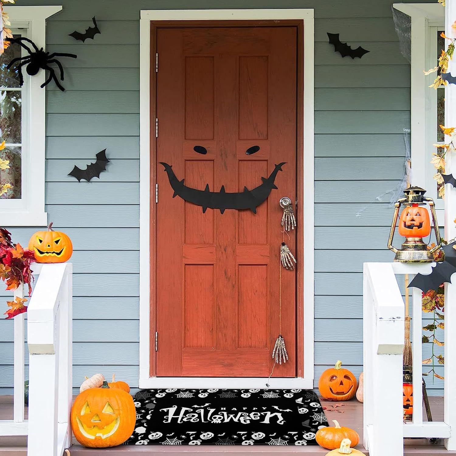 Yinhua Tapetes de cocina de Halloween para el piso, tapetes de cocina negros lavables, tapetes de cocina de gatos negros, juego de 2 alfombras y