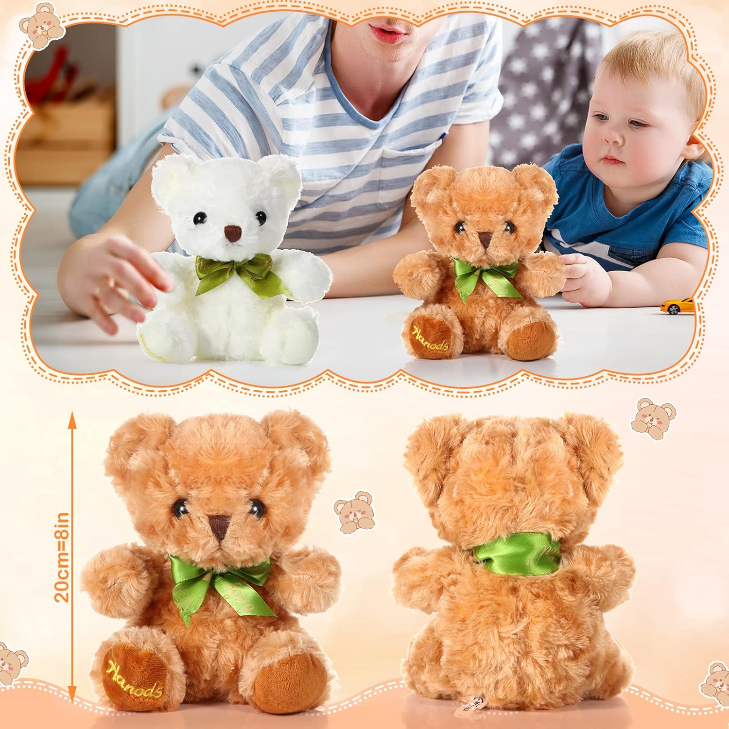 10 piezas de osos de peluche suave, lindos osos para niños y niñas, cumpleaños, día de San Valentín, baby shower, oso recuerdo de fiesta (color
