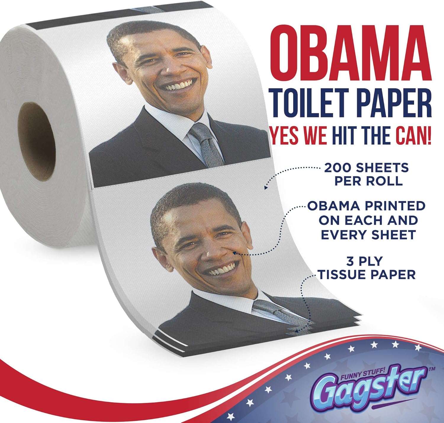 Political Leaders – Juego de rollos de papel higiénico de 3 capas con Biden, Kamala, Obama y Alexandria Ocasio-Cortez, 200 hojas por rollo,