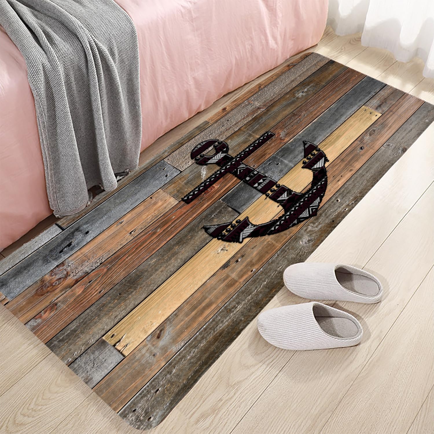 Alfombras de baño de espuma de esponja absorbente suave para baño y cocina (23.5 x 59 pulgadas), tapete de franela antideslizante brillante