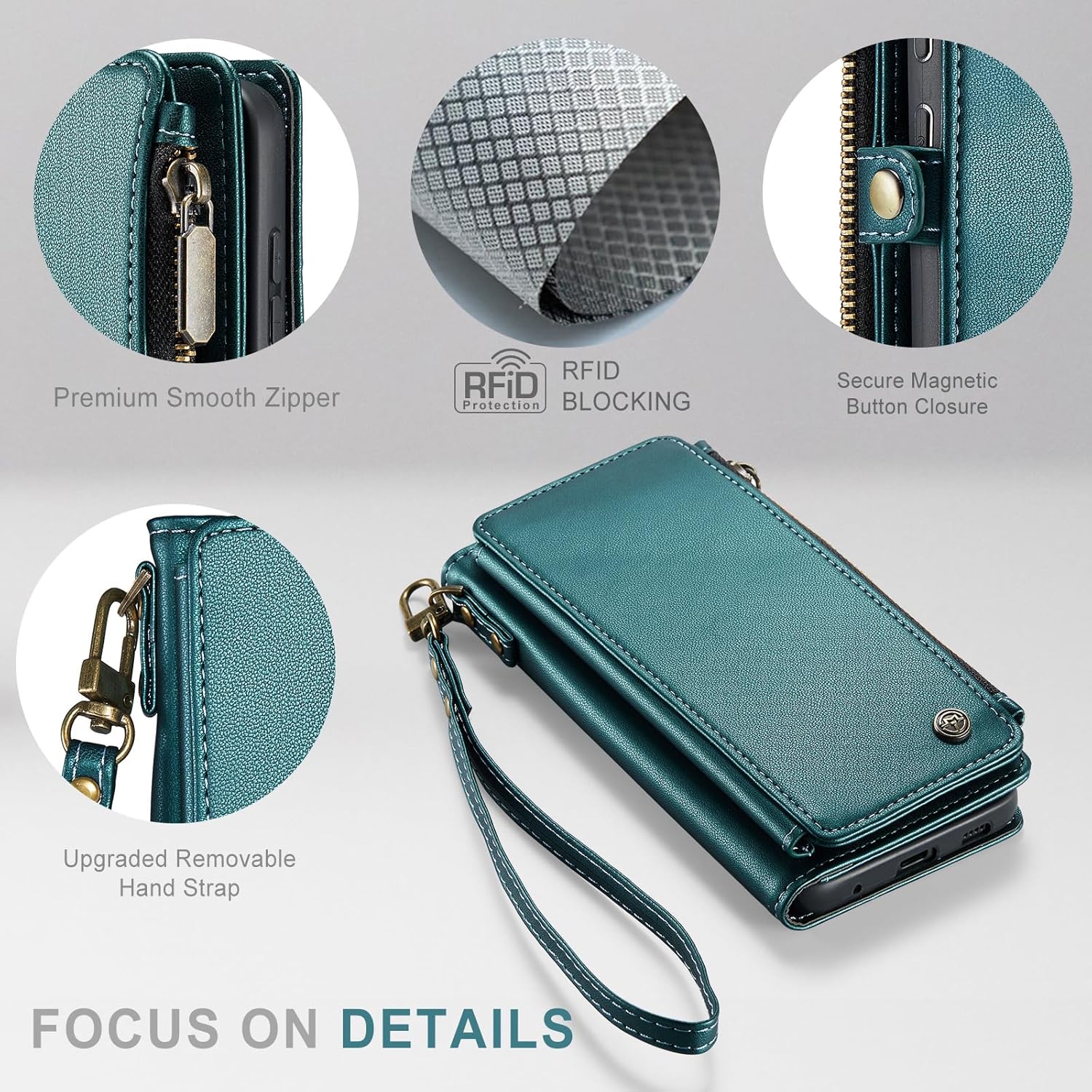 Defencase Funda para teléfono Moto G Power 2022, con bloqueo RFID, para Motorola Moto G Power 2022, para mujeres y hombres, correa de cuero a la