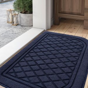 DEXI Tapete para puerta de interior, de perfil bajo, antideslizante, lavable, medio redondo, para entrada, cocina, 24 x 36 pulgadas, color azul DEXI Tapete para puerta de interior, de perfil bajo, antideslizante, lavable, medio redondo, para entrada, cocina, 24 x 36 pulgadas, color azul