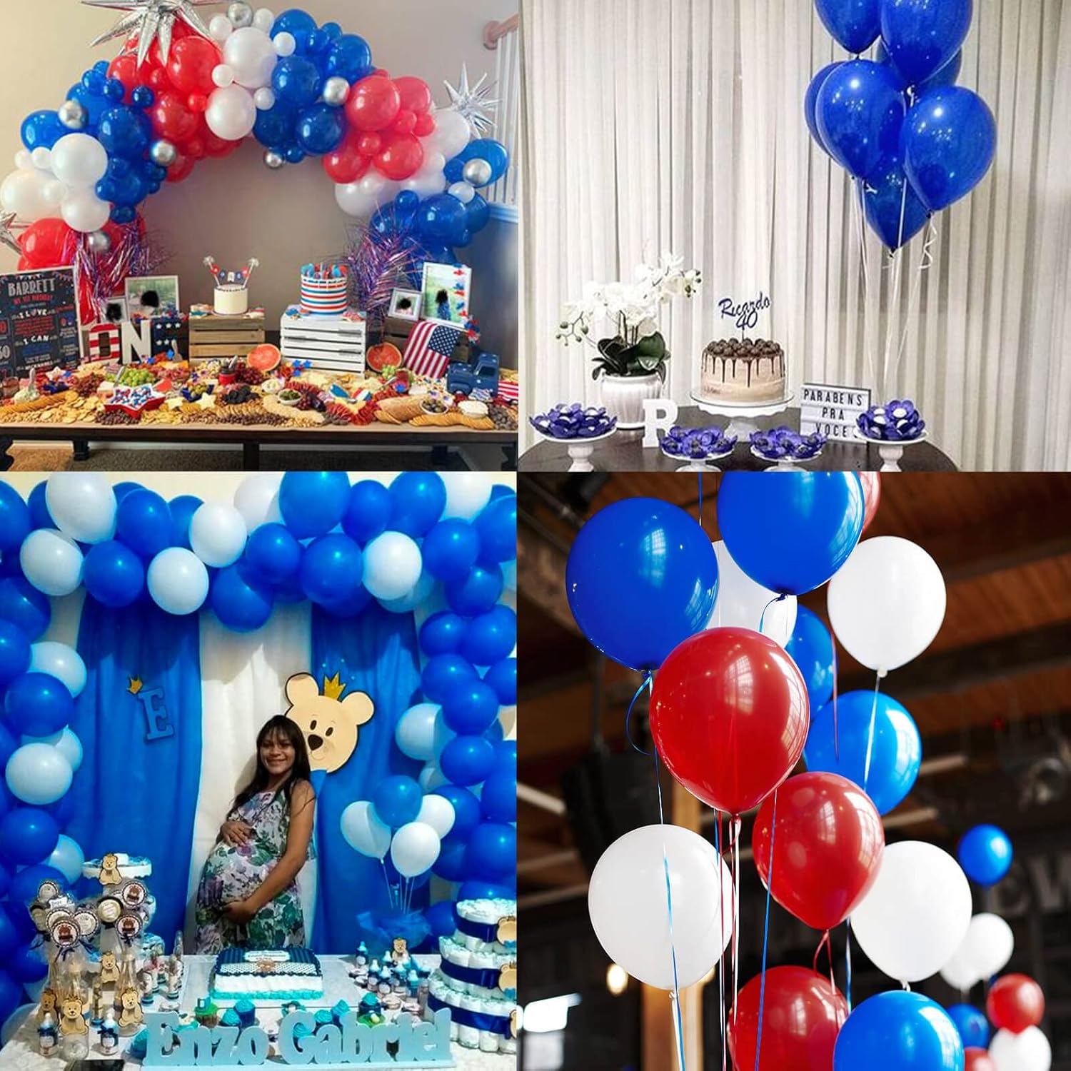 Globos de color azul real, 110 globos de fiesta de 1812105 pulgadas, kit de arco de globos de látex como globos de cumpleaños, baby shower, boda,