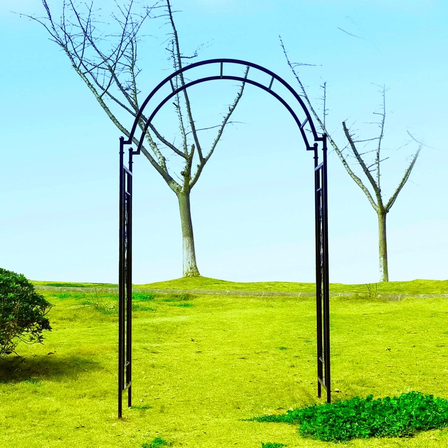 OUTOUR Arco de jardín Arbor Arbour Trellis Archway para plantas trepadoras, rosas, vides, estante de soporte, jardín al aire libre, césped, patio,