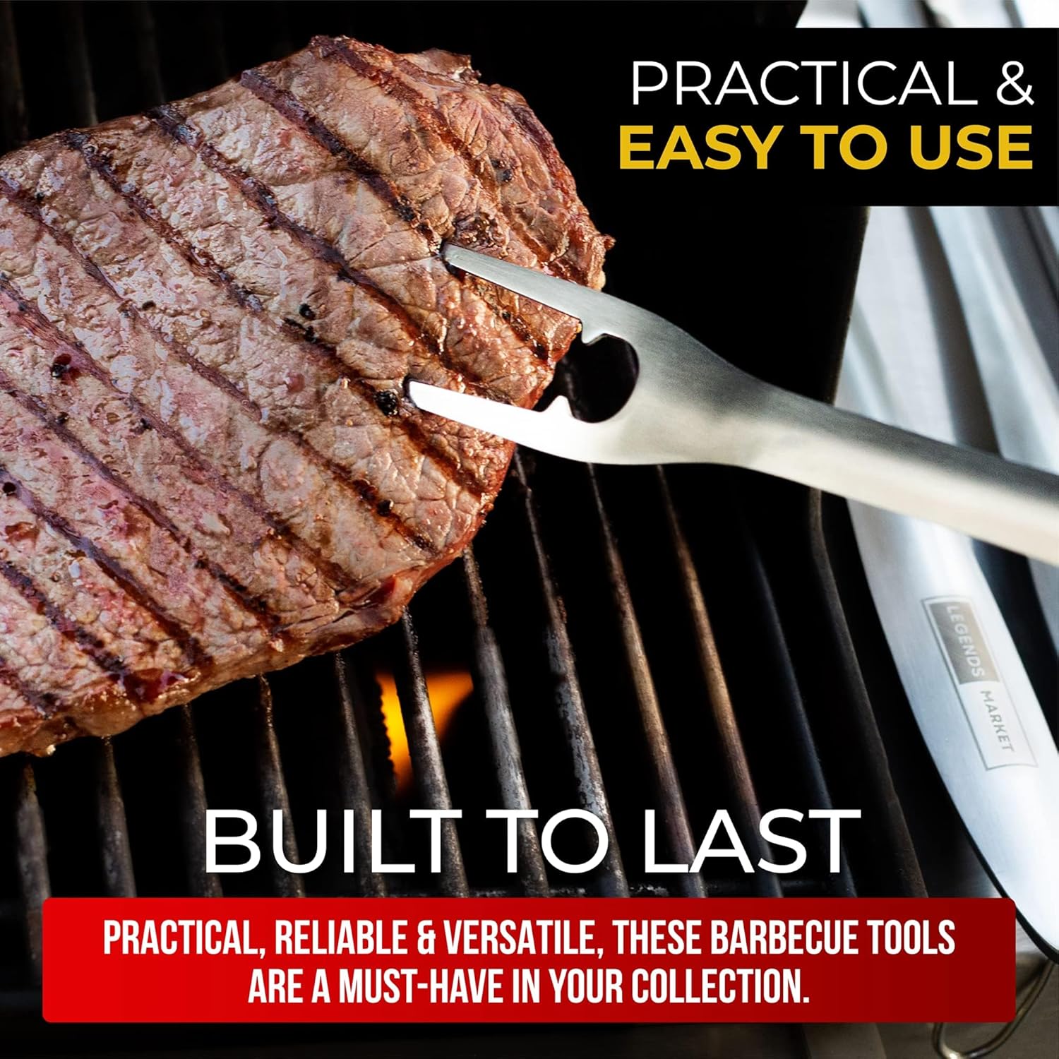 Juego de herramientas para barbacoa con pinzas, espátula, tenedores, cepillo, kit de parrilla de acero inoxidable para parrilla, accesorios