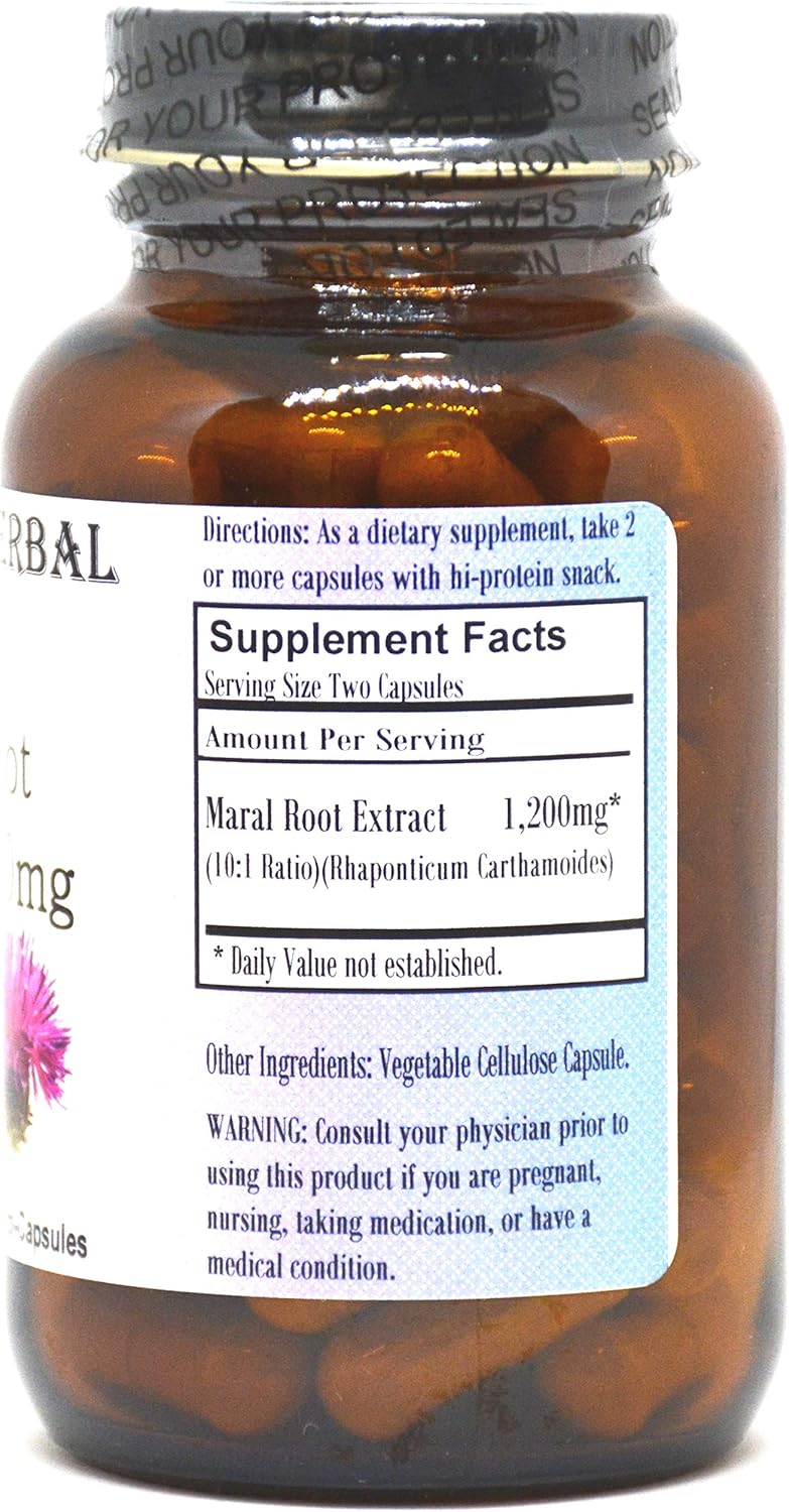 Raíz de Maral – Extracto de hierbas 101 – Rhaponticum Carthamoides – 60 cápsulas vegetales de 600 mg