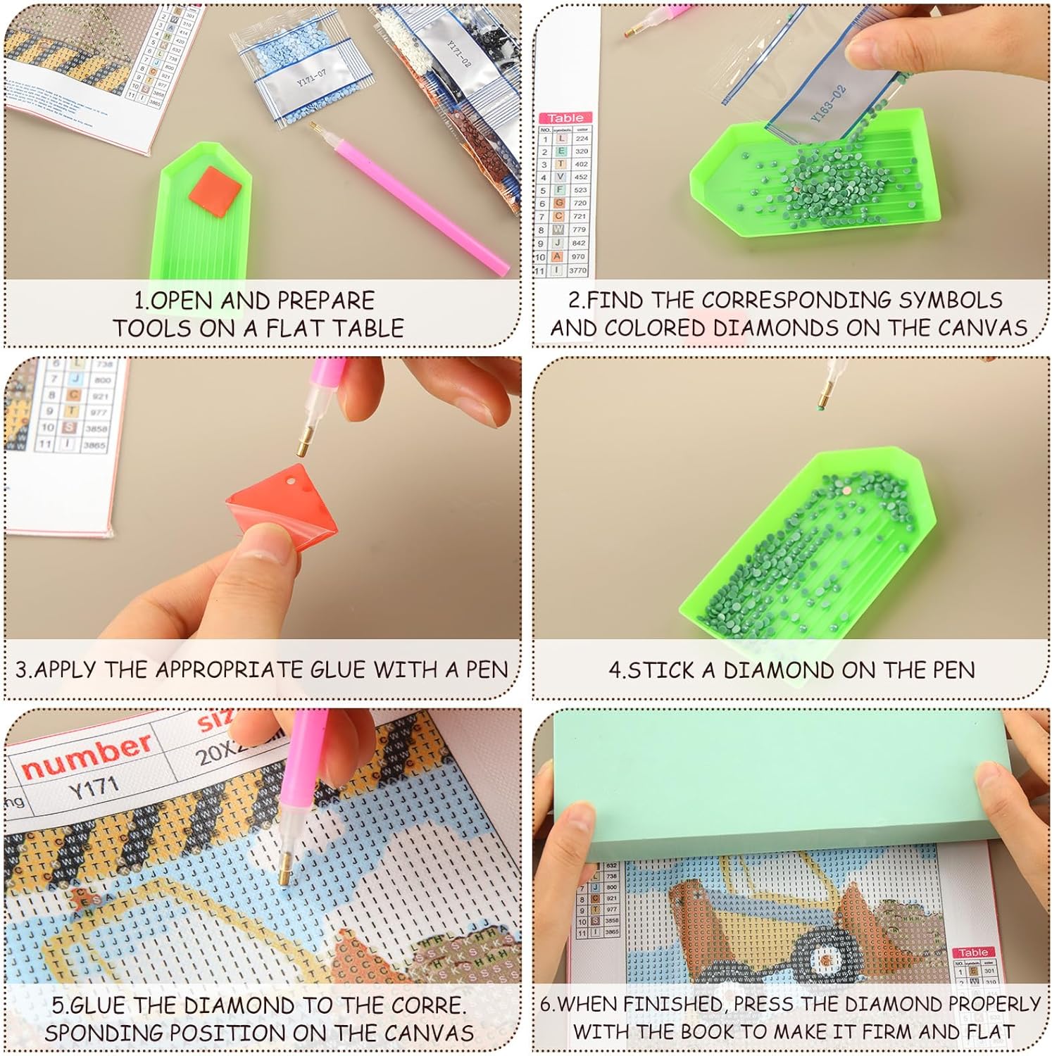 Gueevin Kits de pintura de diamante de 6 piezas para niños de 7.8 pulgadas, imágenes de pintura de diamantes 5D, manualidades, decoración de pared,