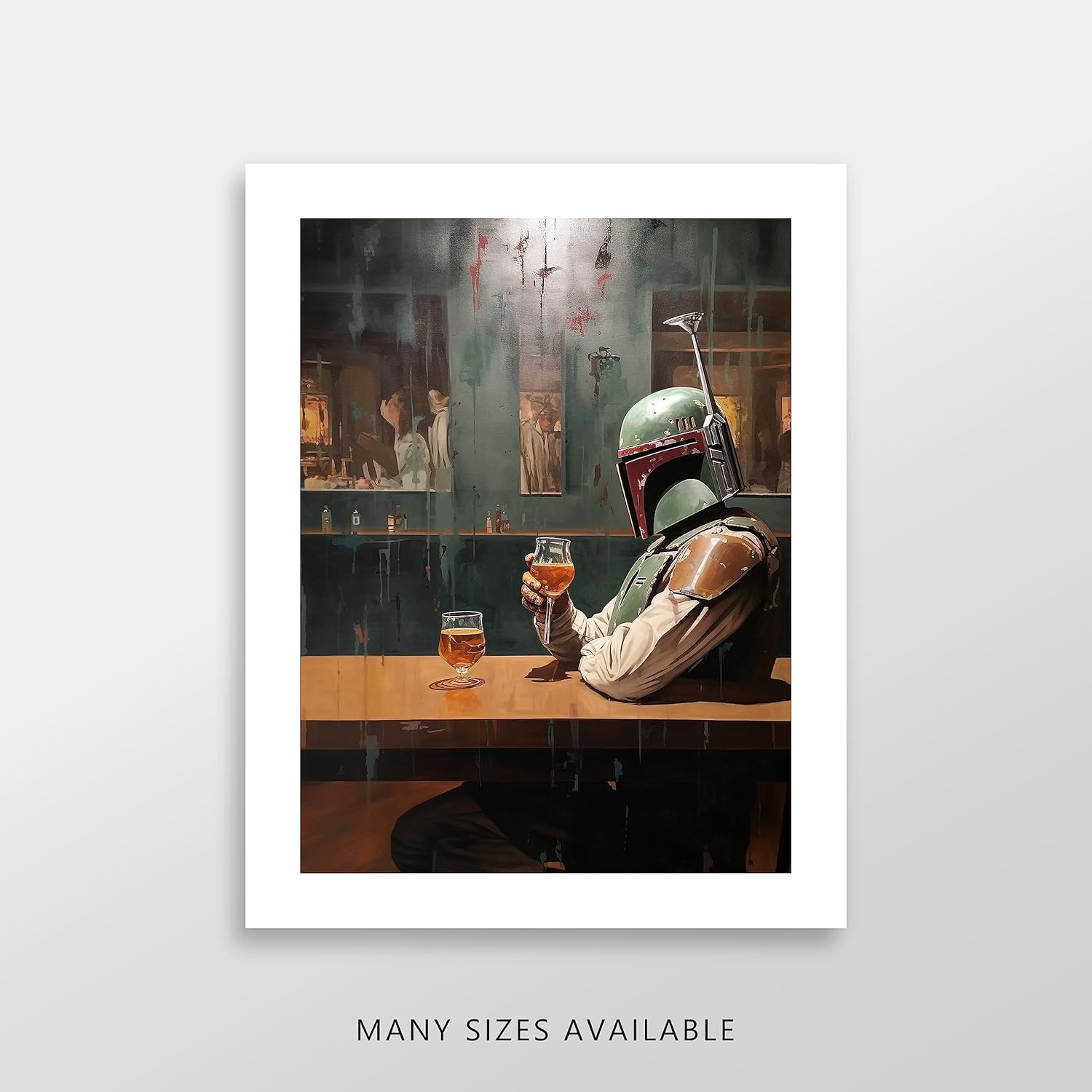 Star Wars Bar Art Prints – Premium Giclee Fine Art Print – Aesthetic Man Cave Wall Décor, Bourbon Whiskey Print Poster for Bar and Home Decor, Ready
