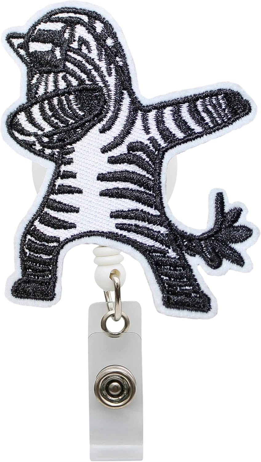 Dabbing Zebra – Carrete de identificación retráctil con clip de cocodrilo para hospitales, médicos y personal de oficina profesional