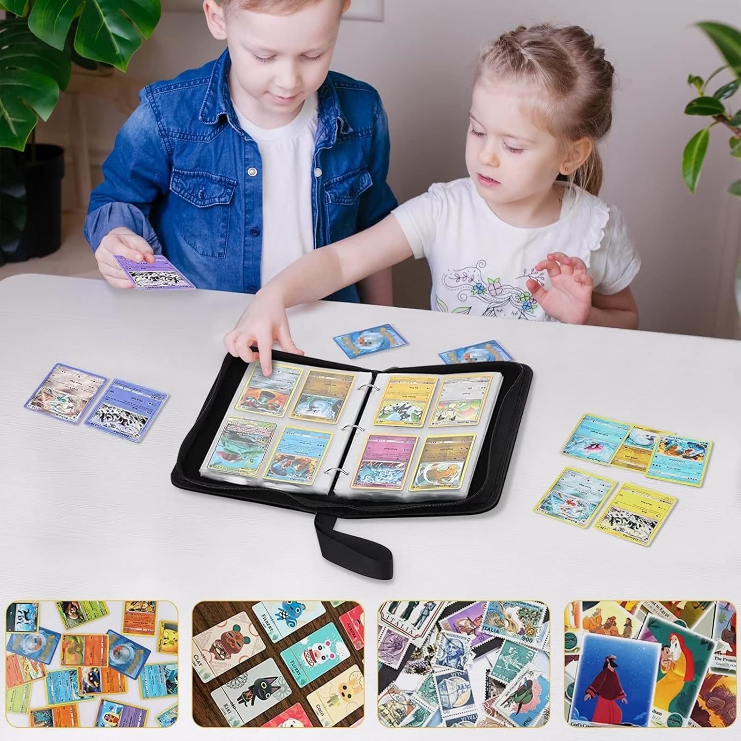 Carpeta de tarjetas de fútbol, libro de 4 bolsillos para 480 tarjetas, 60 carpetas extraíbles, carpeta de tarjetas deportivas para tarjetas,