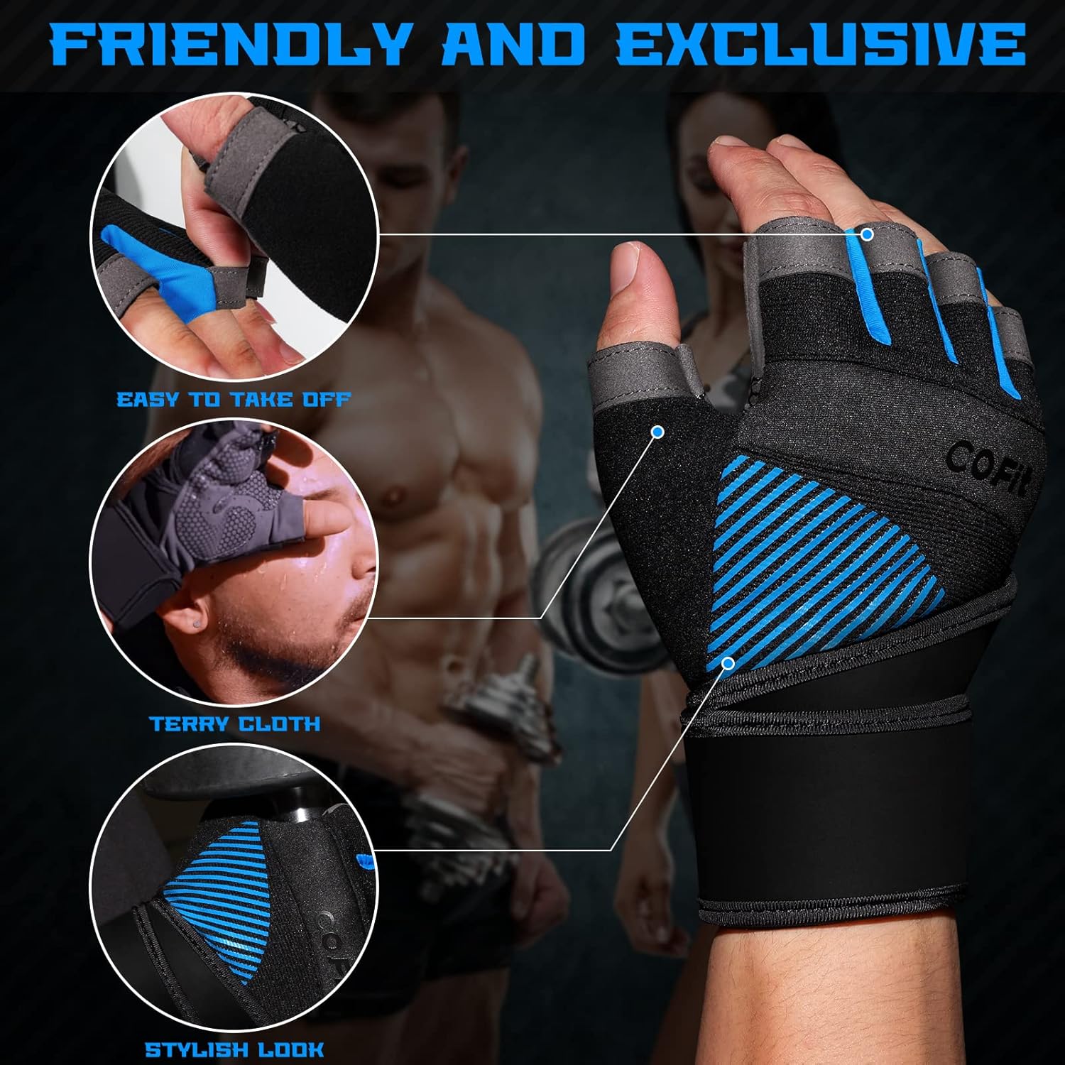 COFIT Guantes de entrenamiento transpirables, guantes antideslizantes para levantamiento de pesas para hombres y mujeres, agarre superior y