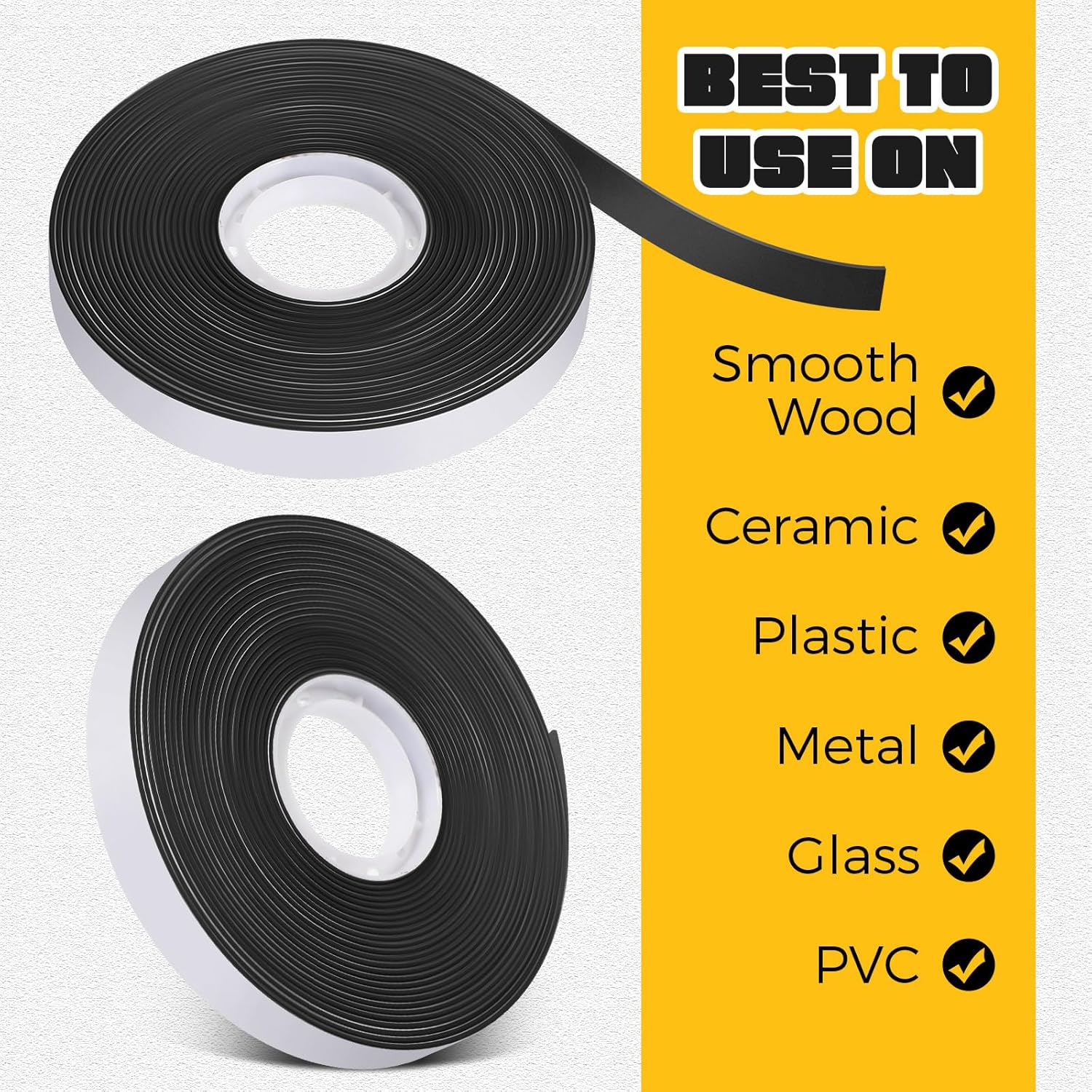 Fulmoon Rollo de cinta magnética flexible de 12 pulgadas x 150 pies, tiras magnéticas con fuerte respaldo adhesivo, rollos de tiras de cinta