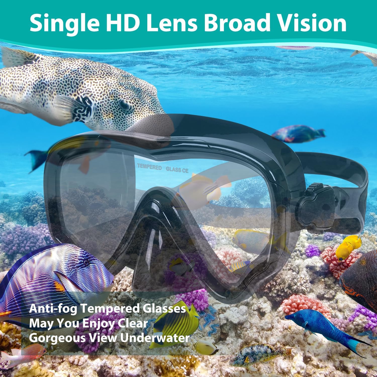 Máscara de buceo, máscaras de buceo para adultos, juegos de esnórquel, gafas de natación de vidrio templado antivaho, equipo de esnórquel con vista