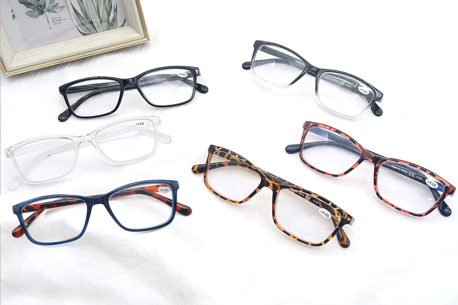 Gafas de lectura para hombres y mujeres, paquete de 4 + 1.75 lectores  Marco clásico cuadrado ligero con cómodas gafas de bisagra fuerte para leer